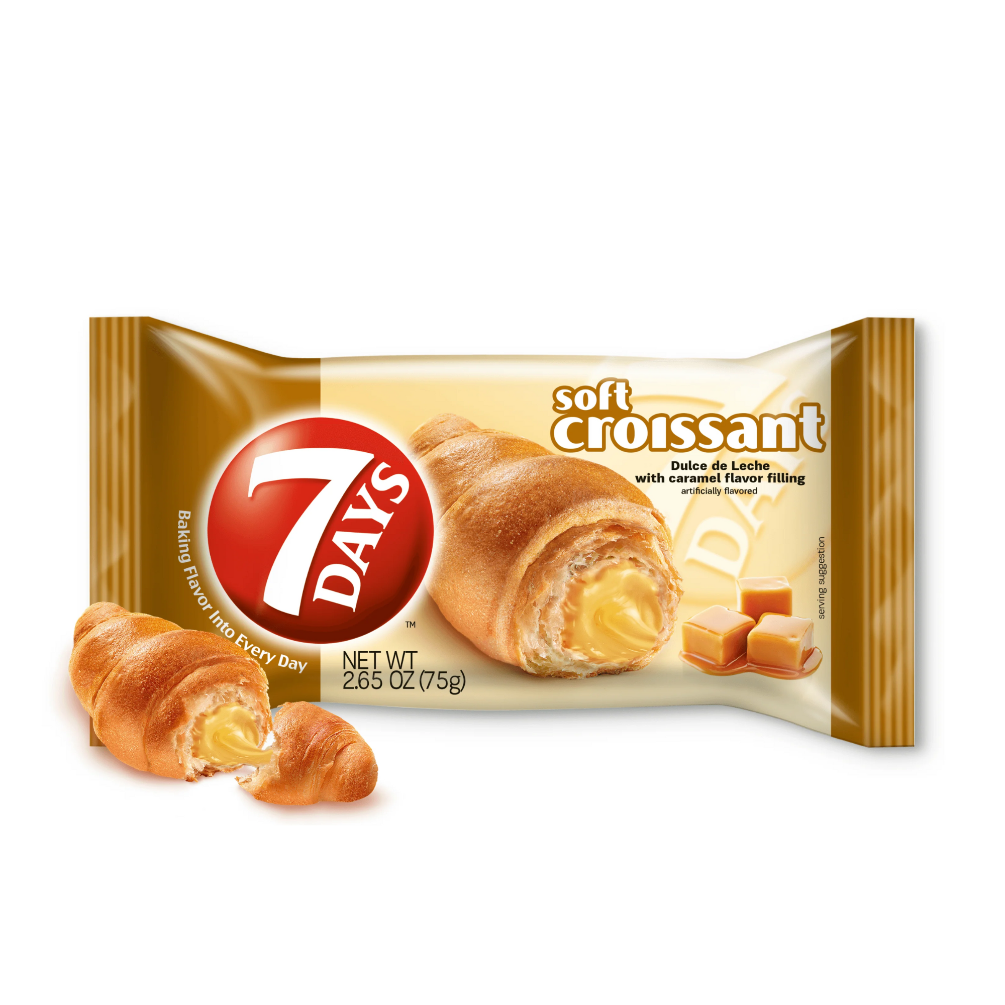 7DAYS Soft Croissant with Dulce de Leche Filling - 6 Pack, Delicious Caramel Snack