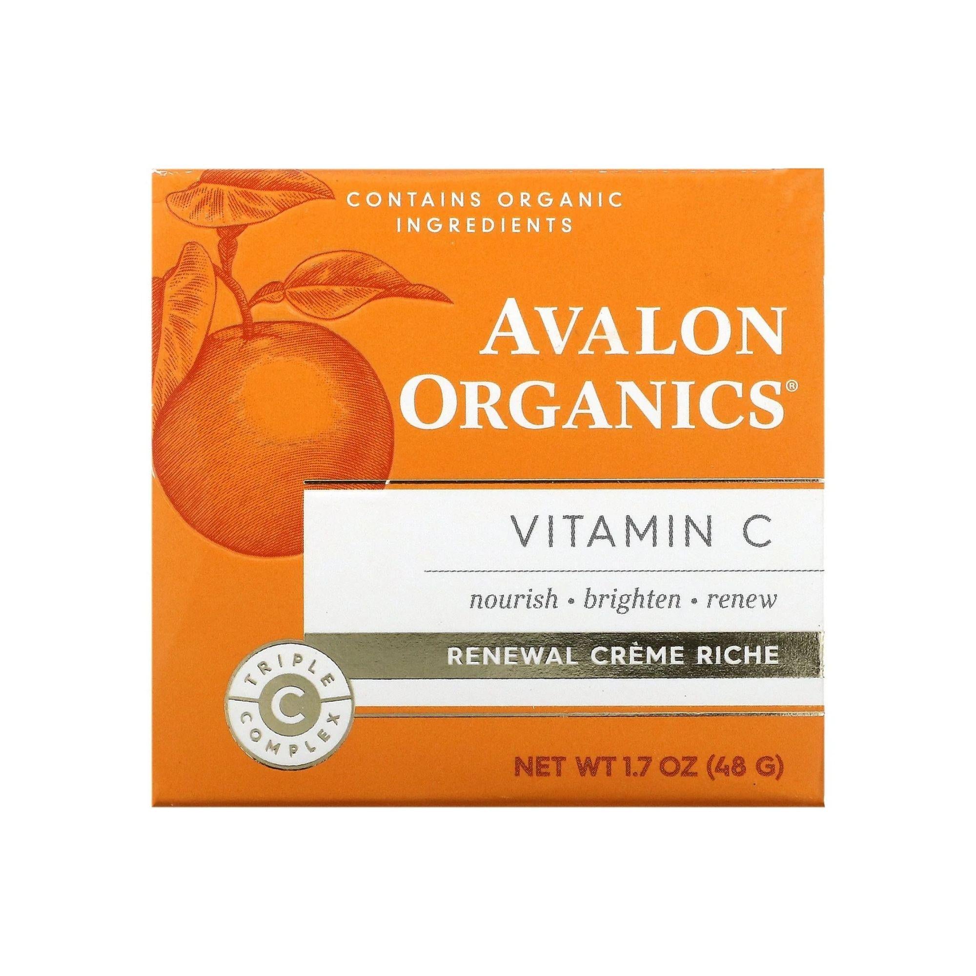 Avalon Organics Vitamin C Renewal Creme Riche – Brightening & Nourishing Face Cream (1.7 Oz)