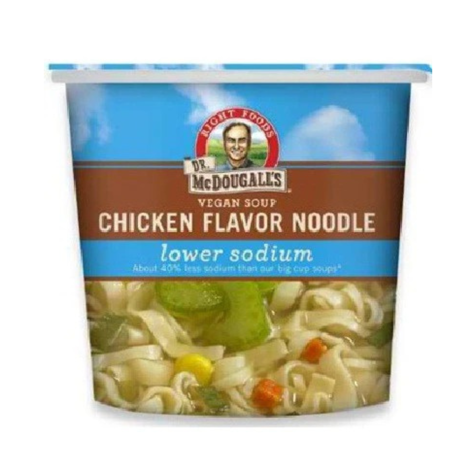 Dr. McDougall’s Vegan Chicken Flavor Noodle Soup Cup – Lower Sodium, Plant-Based Instant Soup, Ready in Minutes (6×1.4 oz Cups)