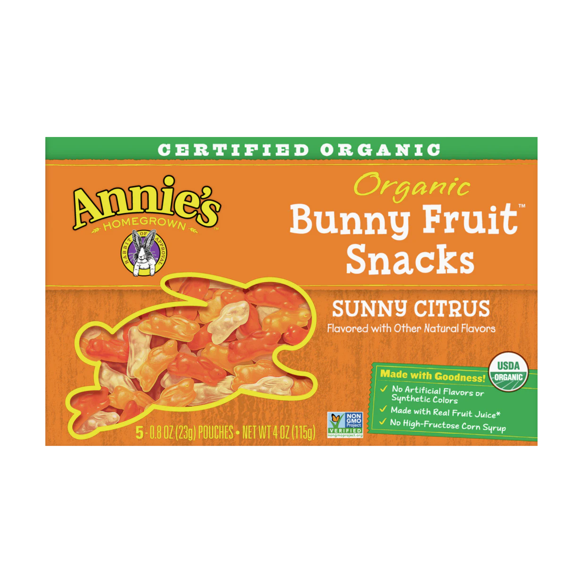 Annie’s Homegrown Organic Bunny Sunny Citrus Fruit Snacks – Real Fruit Juice, Vitamin C Boost, Gluten-Free & Kid-Friendly (12×4 oz)