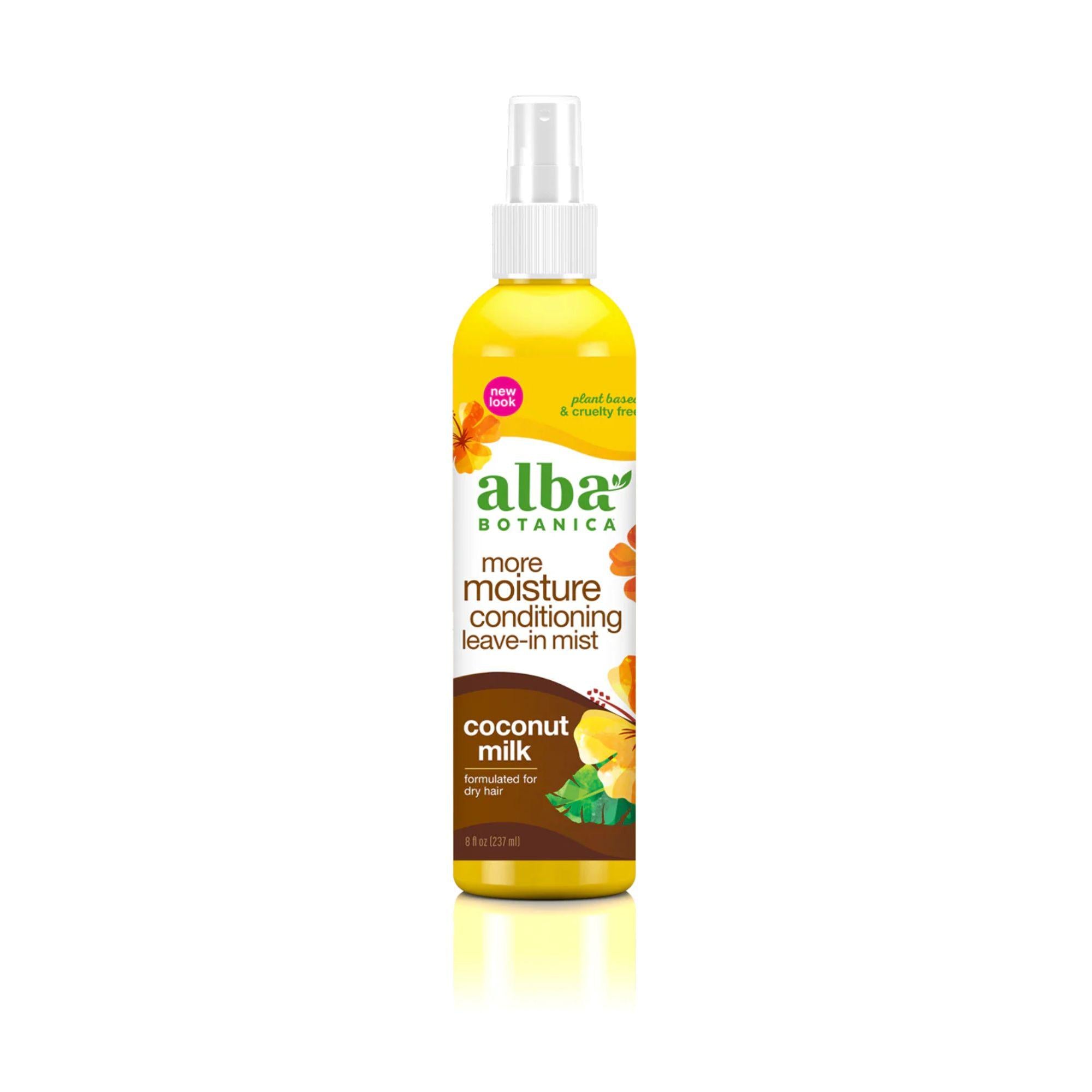 Alba Botanica Leave-In Conditioner Mist with Coconut Milk & Argan Oil – Hydrating Hair Spray (8 Oz)