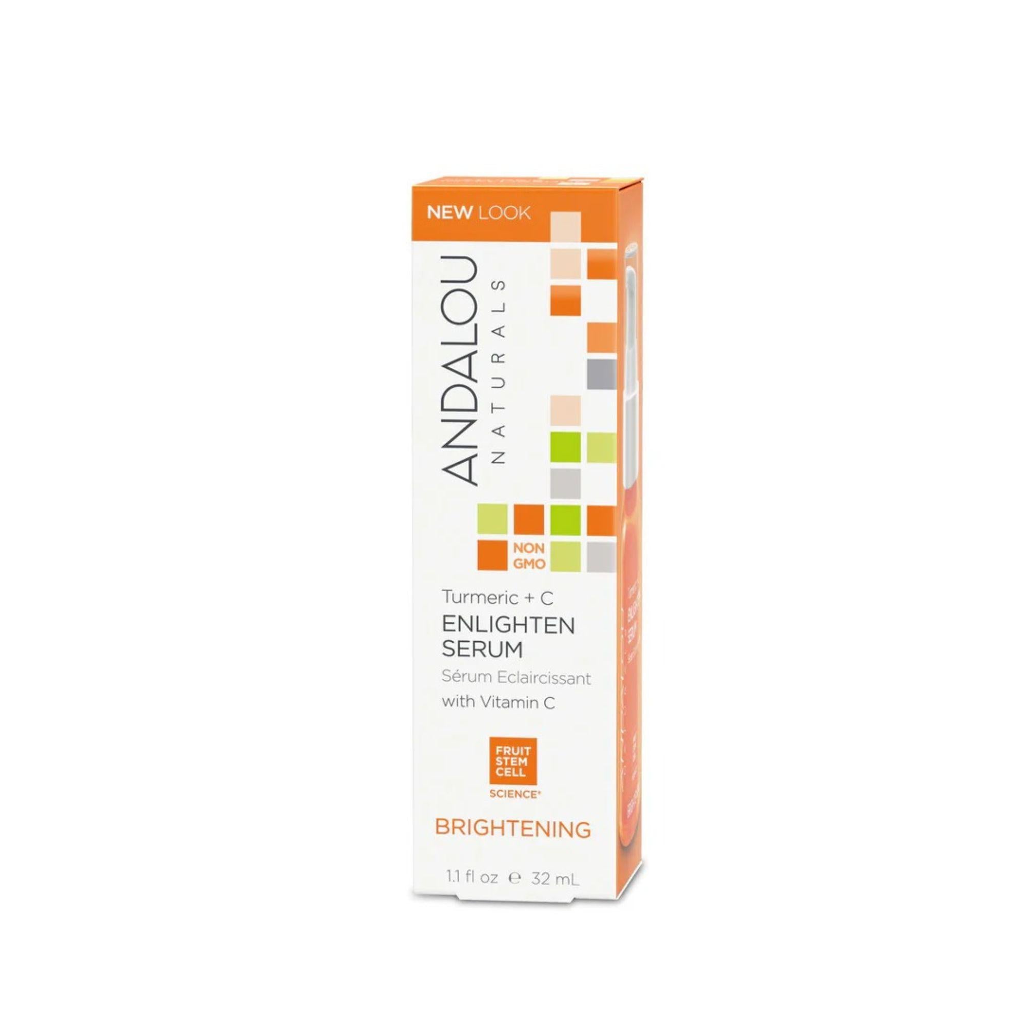 Andalou Naturals Turmeric + Vitamin C Enlighten Serum for Brightening & Anti-Aging (1.1 Oz)