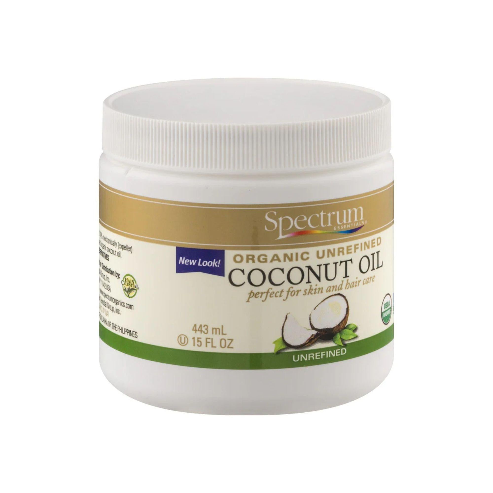 Spectrum Essentials Organic Unrefined Coconut Oil – Natural Body & Hair Moisturizer (15 Oz)