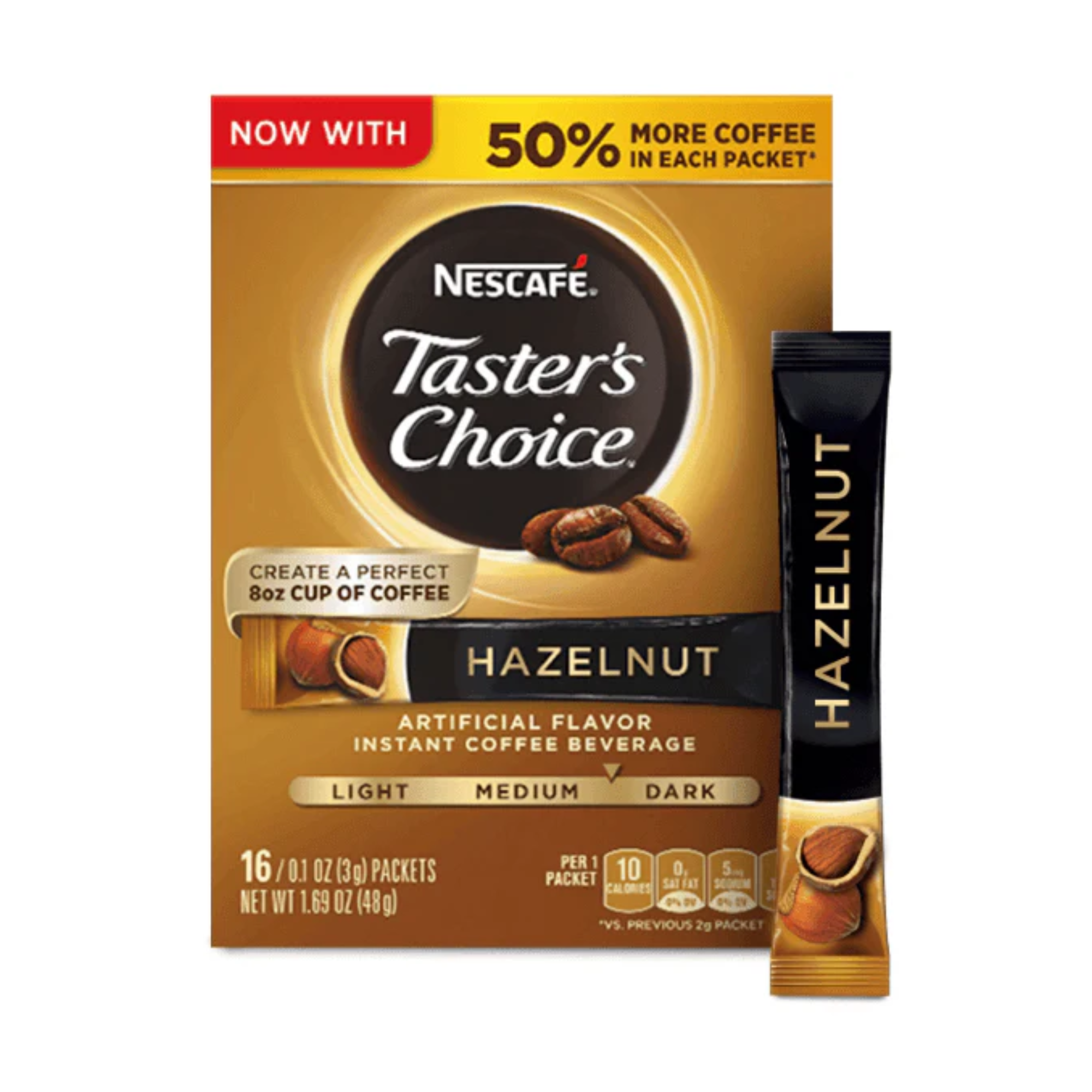 Nescafé Taster's Choice Hazelnut Instant Coffee - Rich & Toasty Flavor - 1.69 oz 