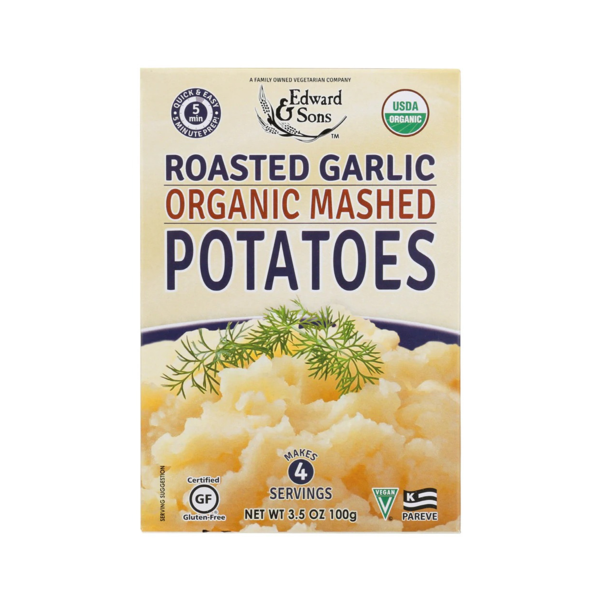 Edward & Sons Organic Mashed Potatoes, Roasted Garlic (6x3.5oz)