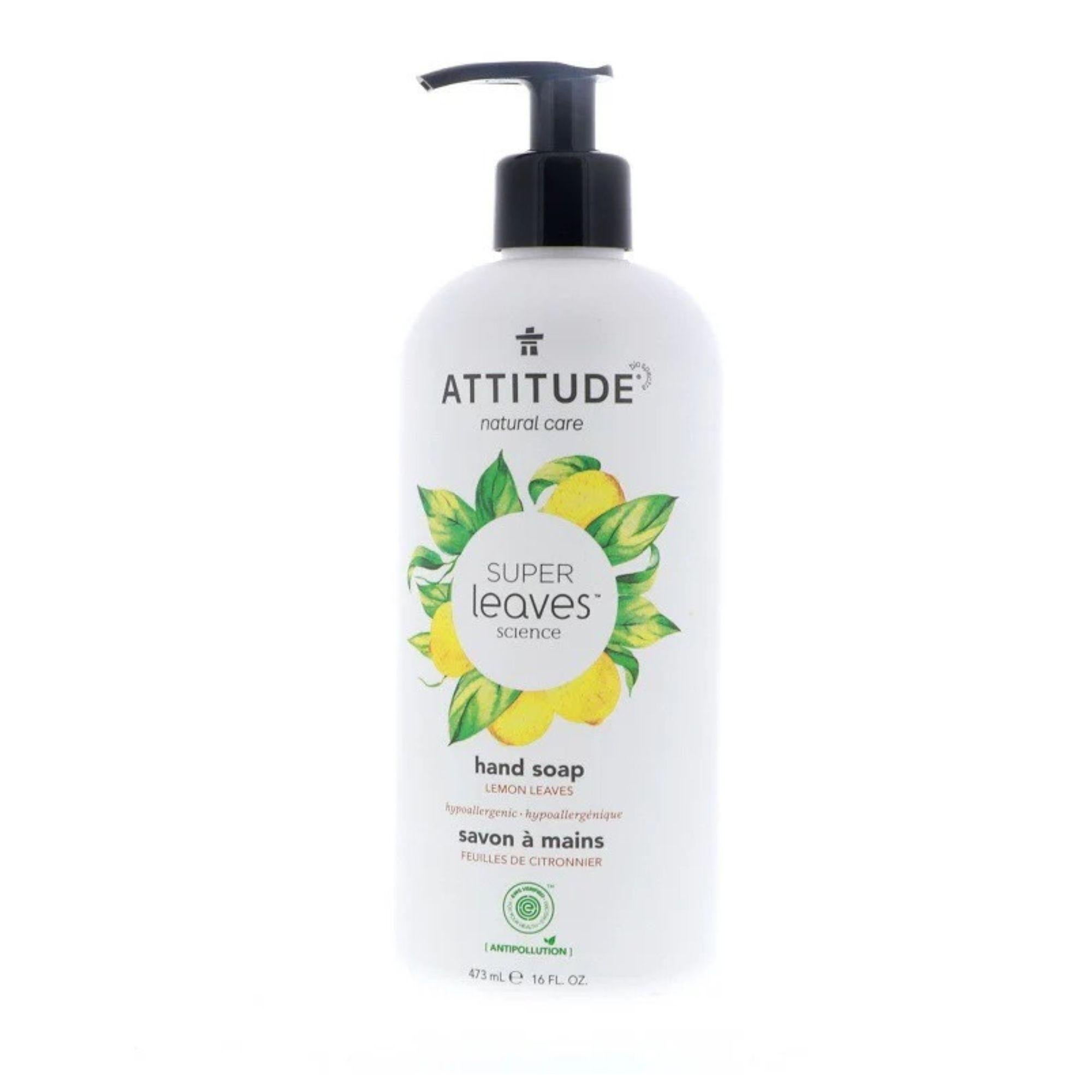 ATTITUDE Super Leaves Hand Soap Lemon Leaves (1 x 16 oz) – Natural, Gentle & Refreshing