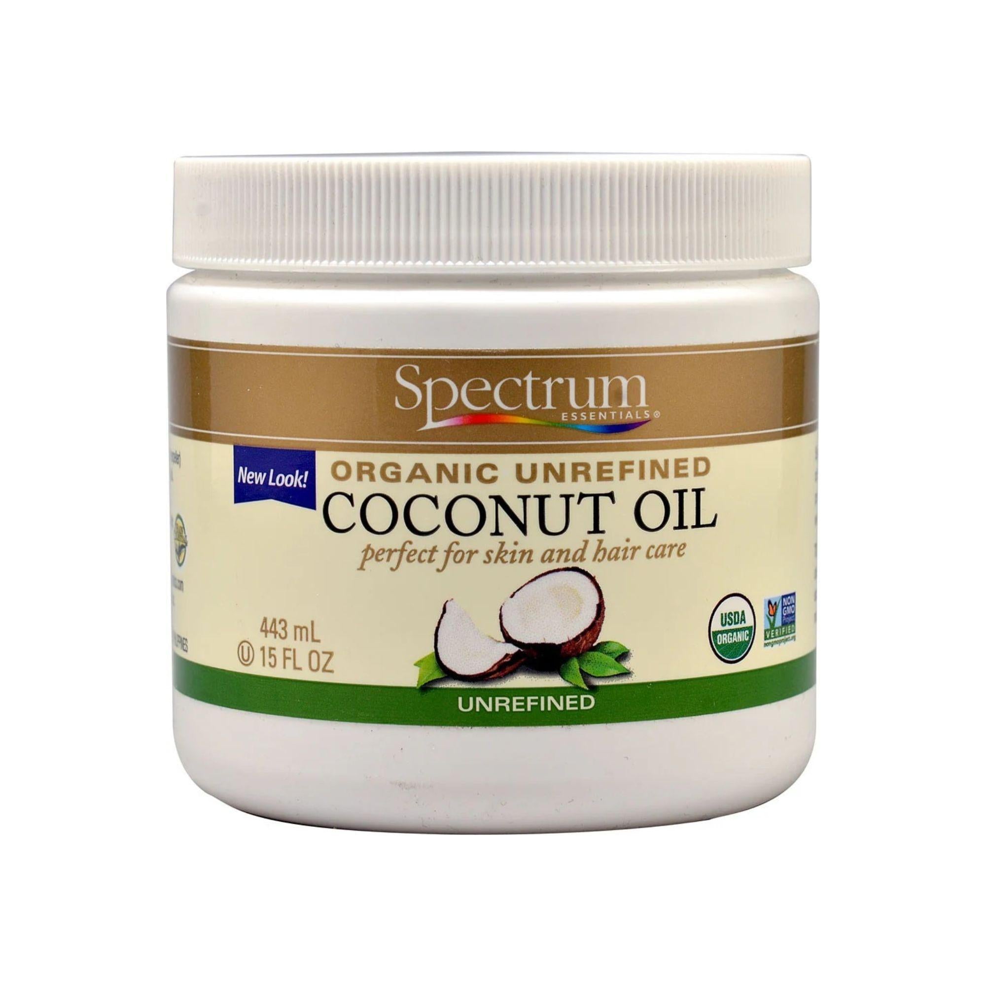 Spectrum Essentials Organic Unrefined Coconut Oil – Natural Body & Hair Moisturizer (15 Oz)