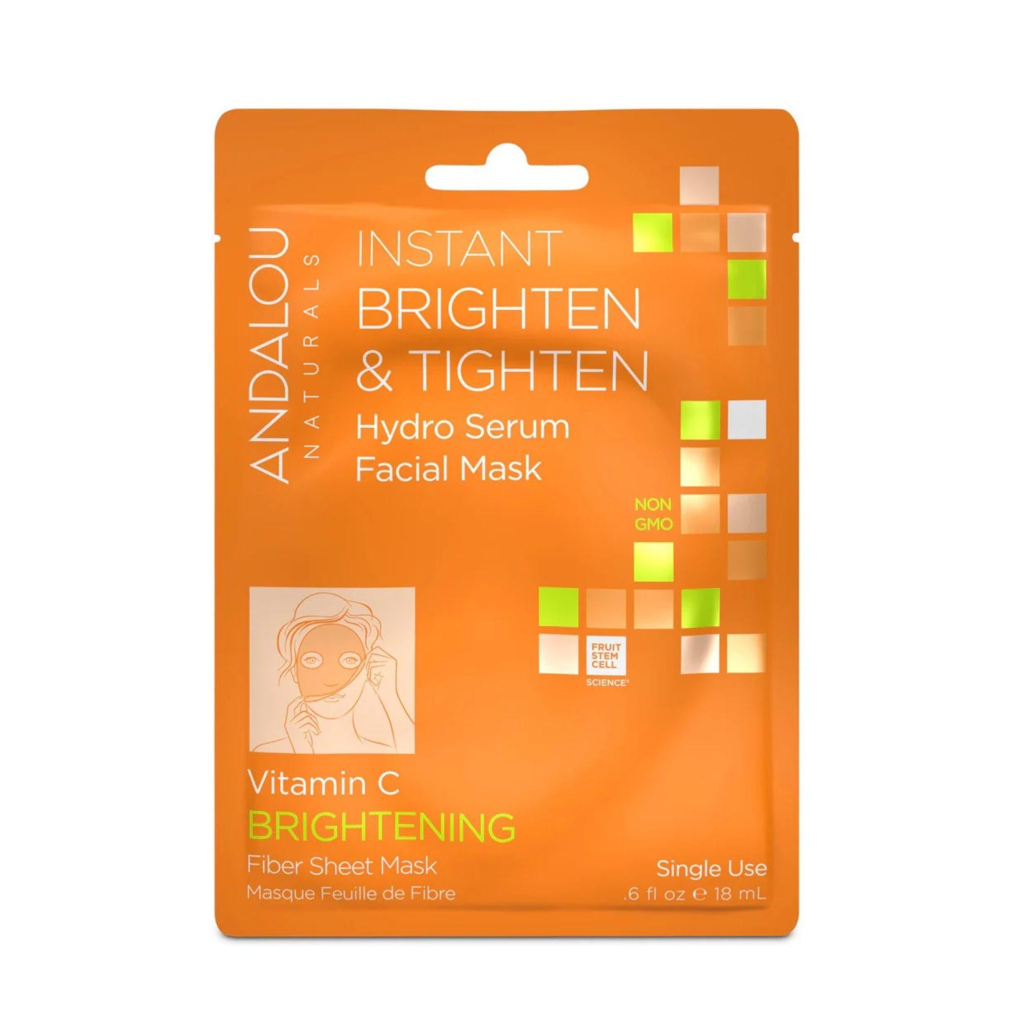 Andalou Naturals Instant Brighten & Tighten Hydro Serum Facial Mask (6×0.6 Oz)