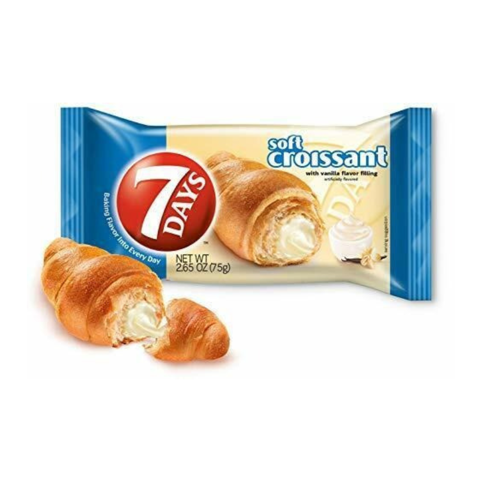 7DAYS Soft Vanilla Cream Croissants - 6 Pack, Ready-to-Eat Breakfast & Snack Treats