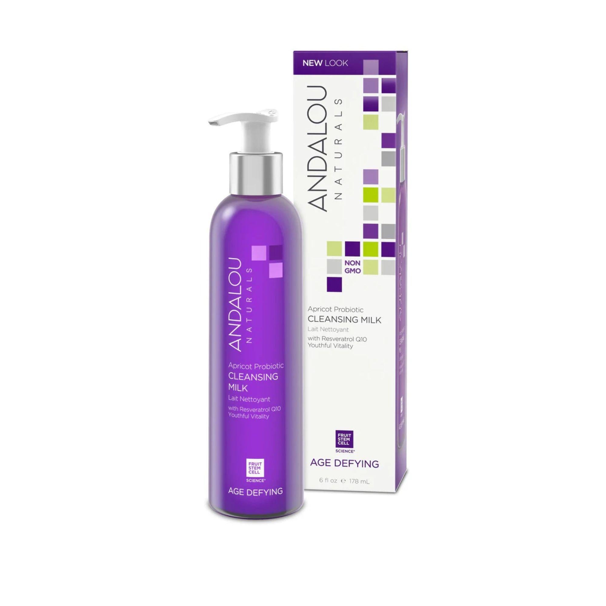 Andalou Naturals Apricot Probiotic Cleansing Milk – Hydrating Facial Cleanser with Fruit Stem Cells (6 Oz)