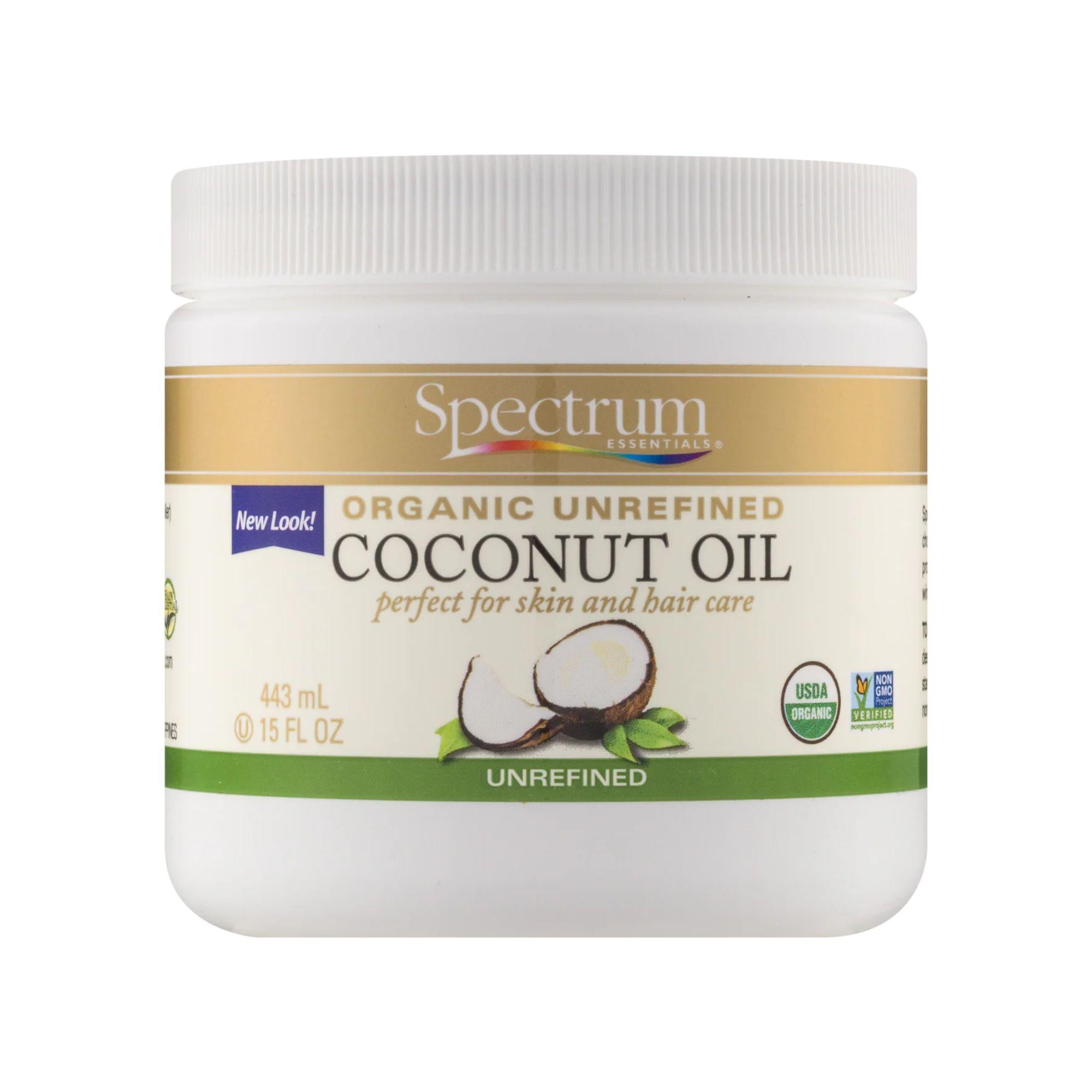 Spectrum Essentials Organic Unrefined Coconut Oil – Natural Body & Hair Moisturizer (15 Oz)