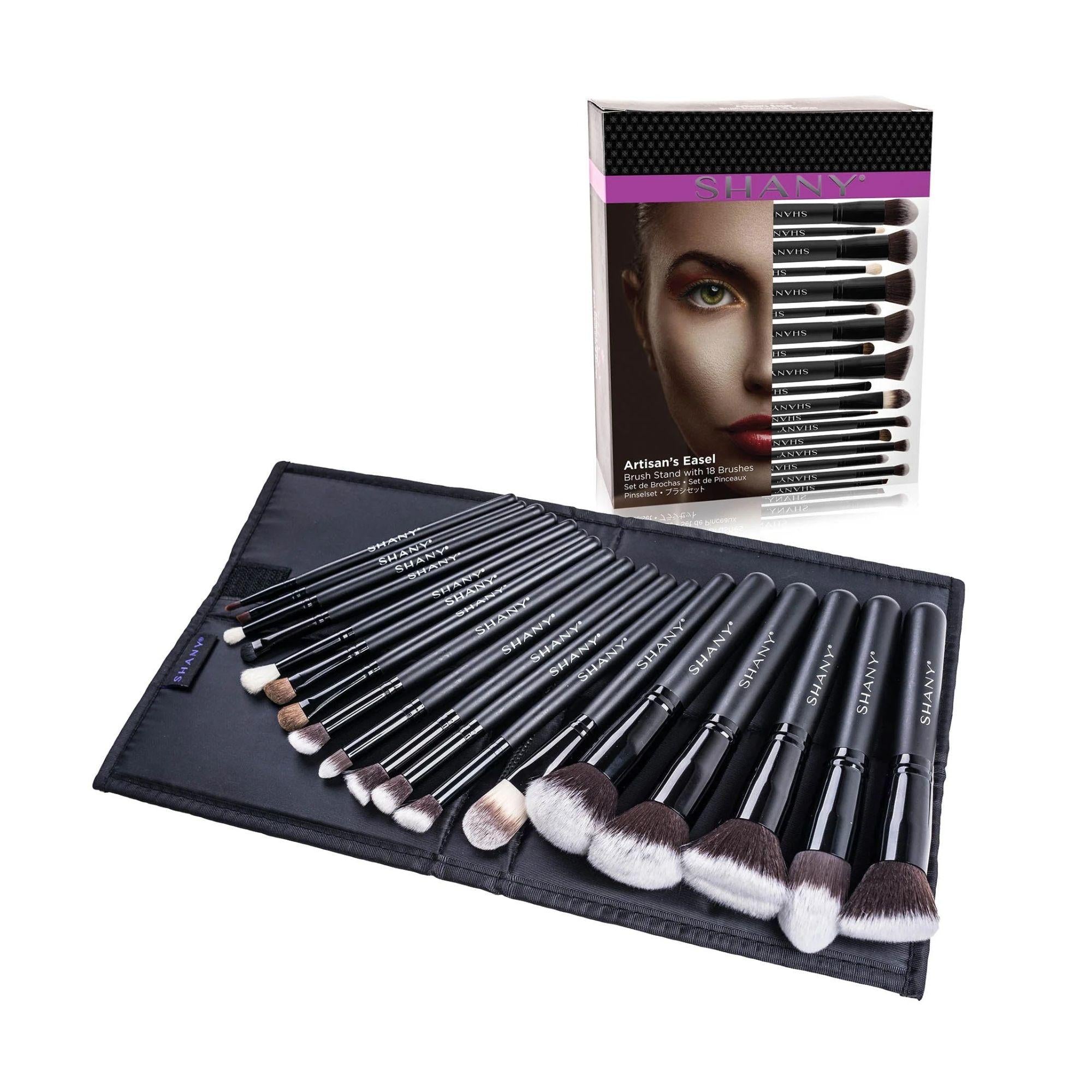 Professional Makeup Brush Set 18 Piece with Easel Stand – SHANY Artisan’s Face and Eye Brushes Synthetic & Natural Bristles