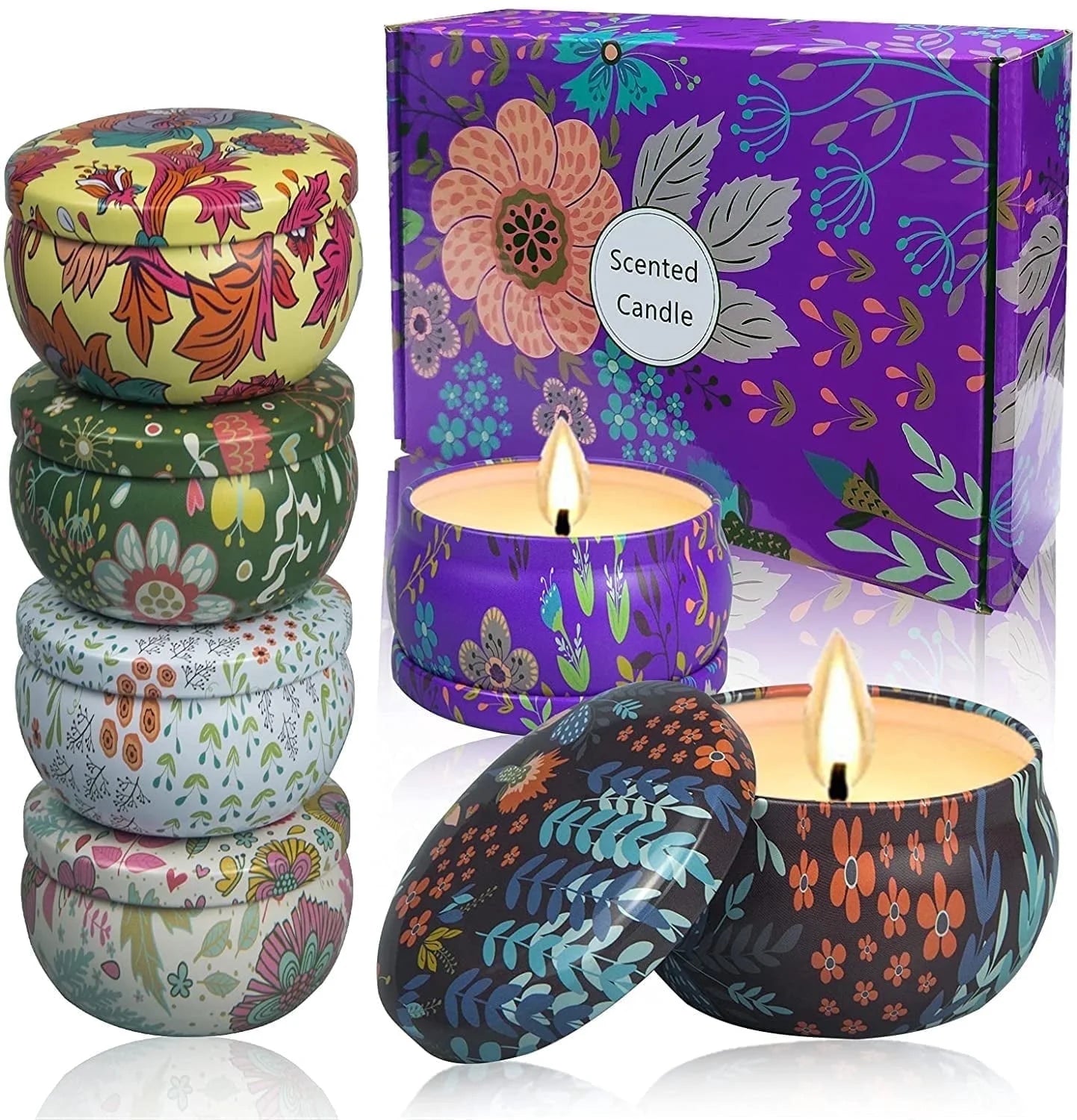 OSHINE 6-PACK Scented Candles Gift Set 100% Soy Aromatherapy Wax with Strongly Fragrance Essential Oils 2.5 Oz Stress Relief for Halloween,Christmas,Mother'S Day Gift,Valentine'S Day,Birthday,Wedding