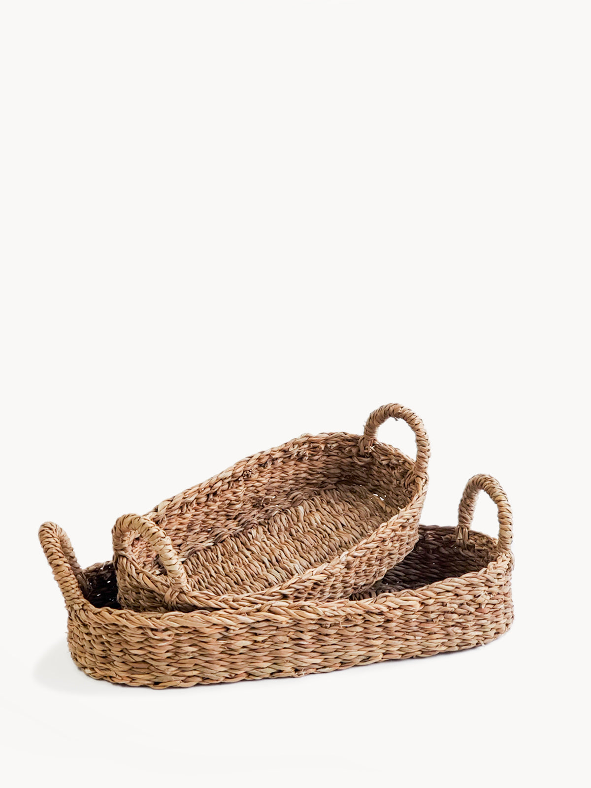 Handwoven Seagrass Bread Basket with Natural Handles - Eco-Friendly Kitchen Organizer