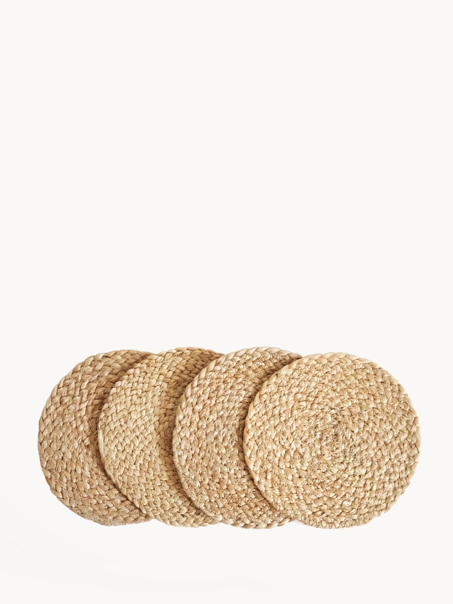 "Eco-Friendly Jute Coaster Set - Handcrafted Natural Drink Protection"
