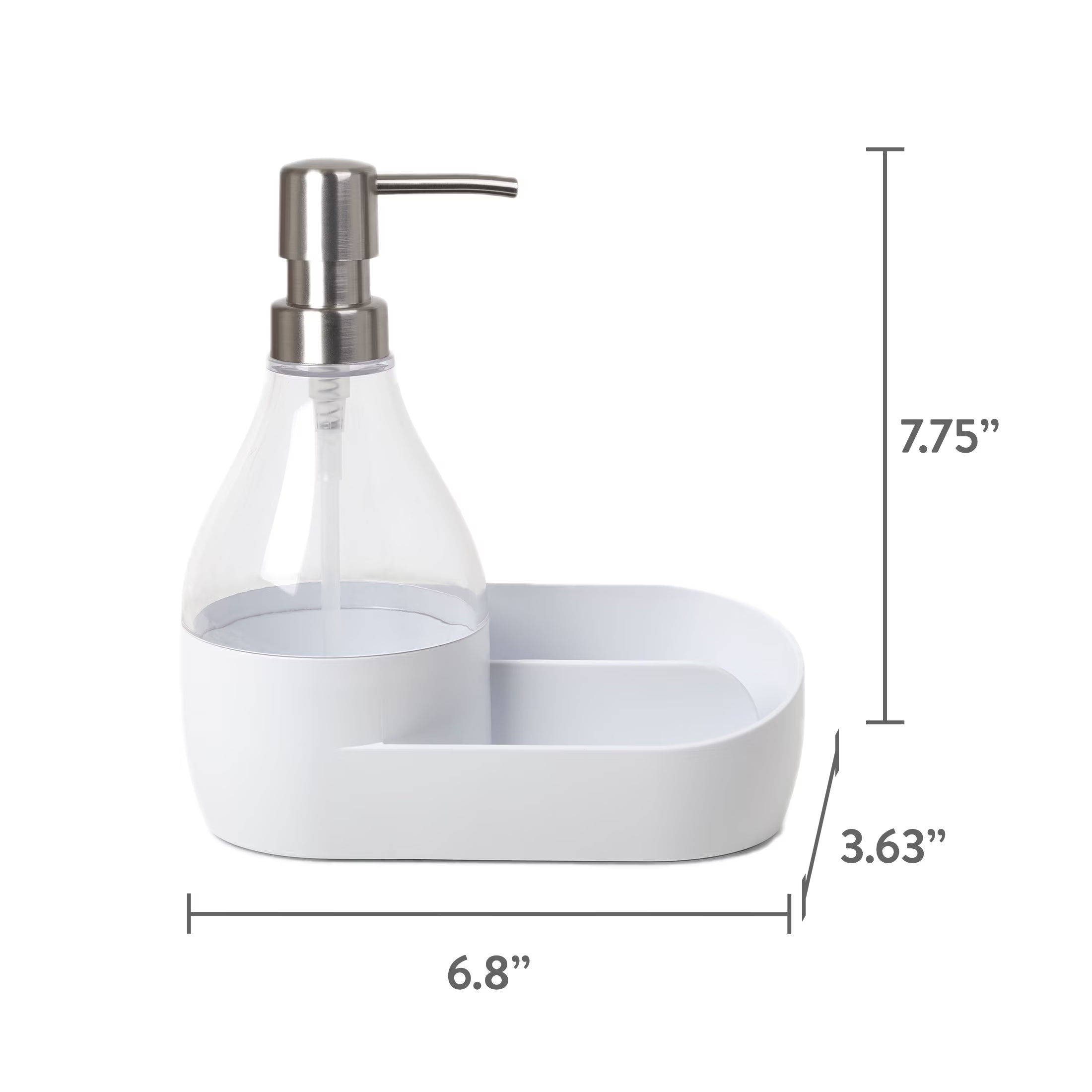 Mainstays Soap Pump and Sponge Holder, Soap Dispenser with Built-In Caddy, 17.1 Oz (508 Ml)
