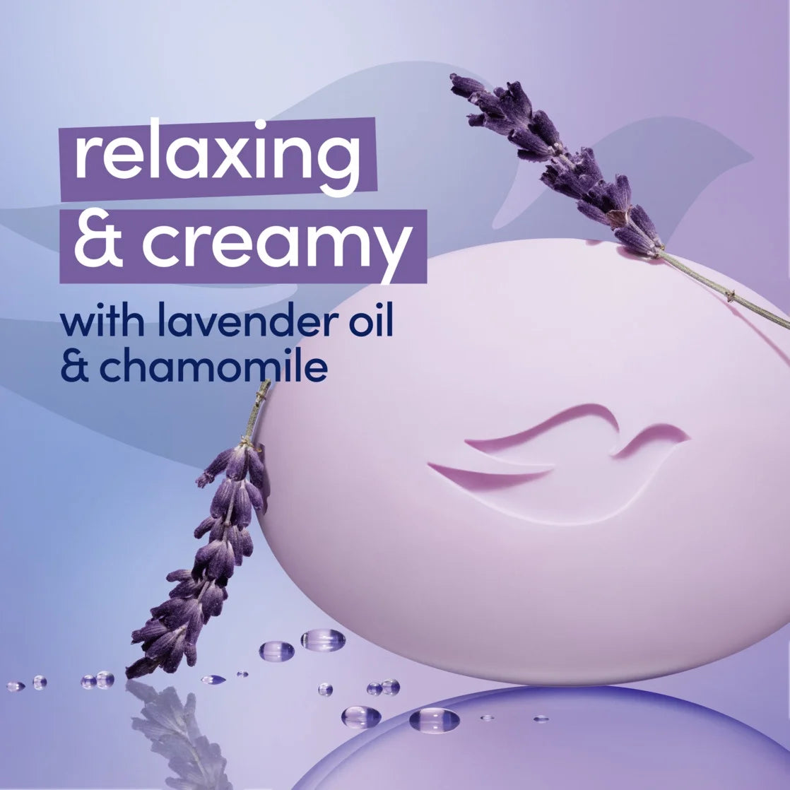 Dove Beauty Bar Women'S Bath Soap Relaxing Lavender Oil & Chamomile, 3.75 Oz 8 Bars