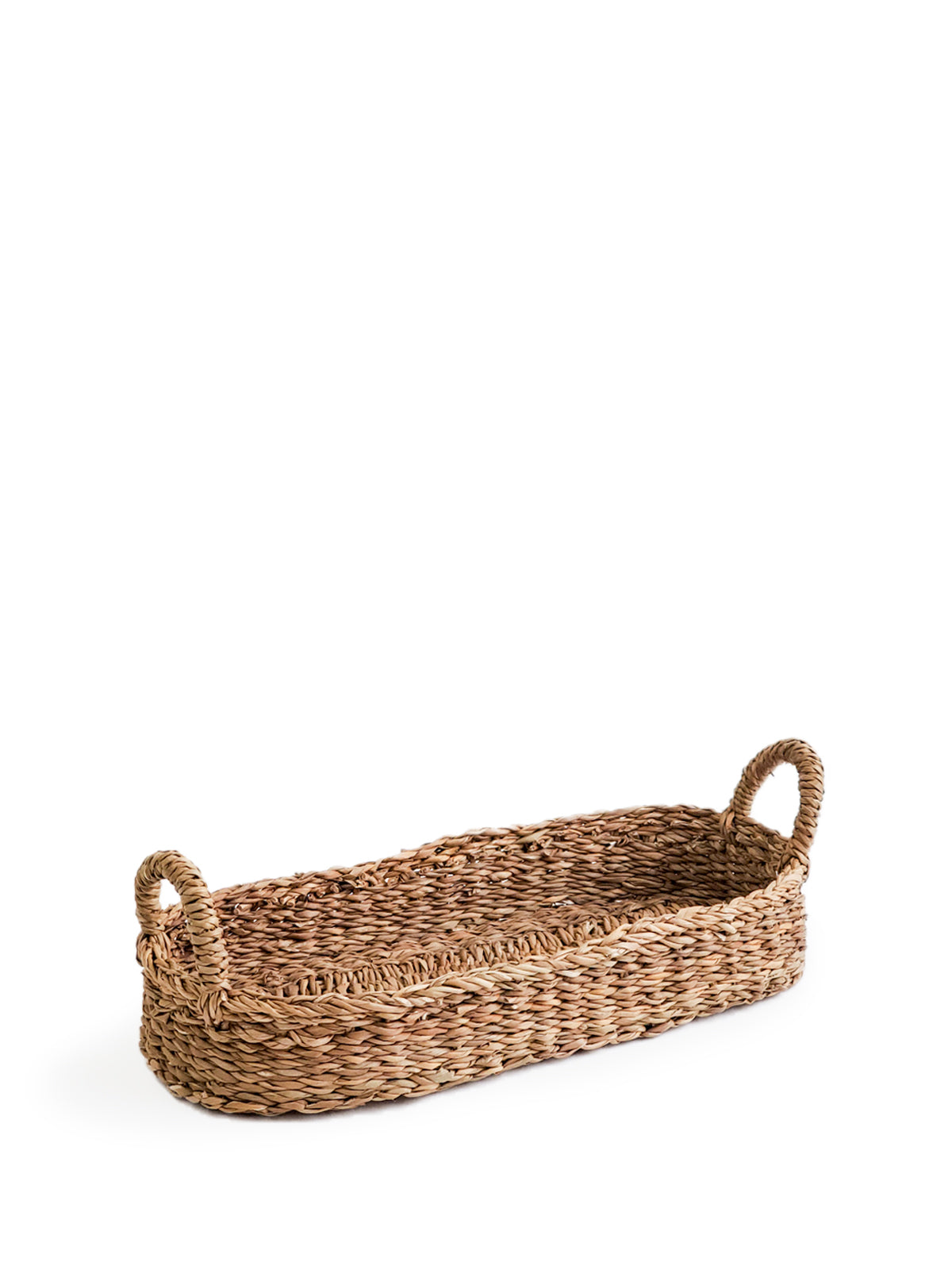 Handwoven Seagrass Bread Basket with Natural Handles - Eco-Friendly Kitchen Organizer
