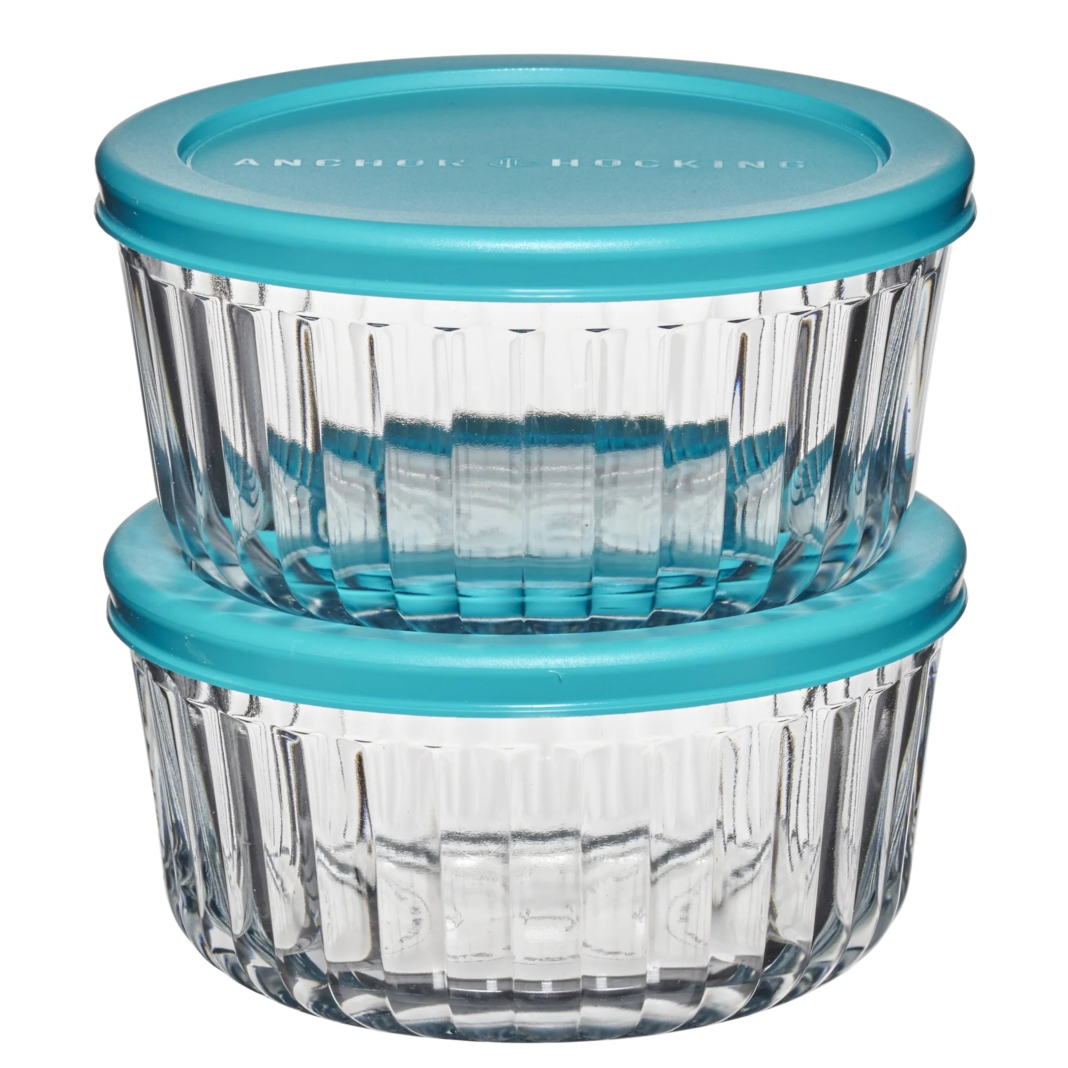 Anchor Hocking Sculpted Glass Food Storage Container with Lids, 2 Cup Round, Set of 3