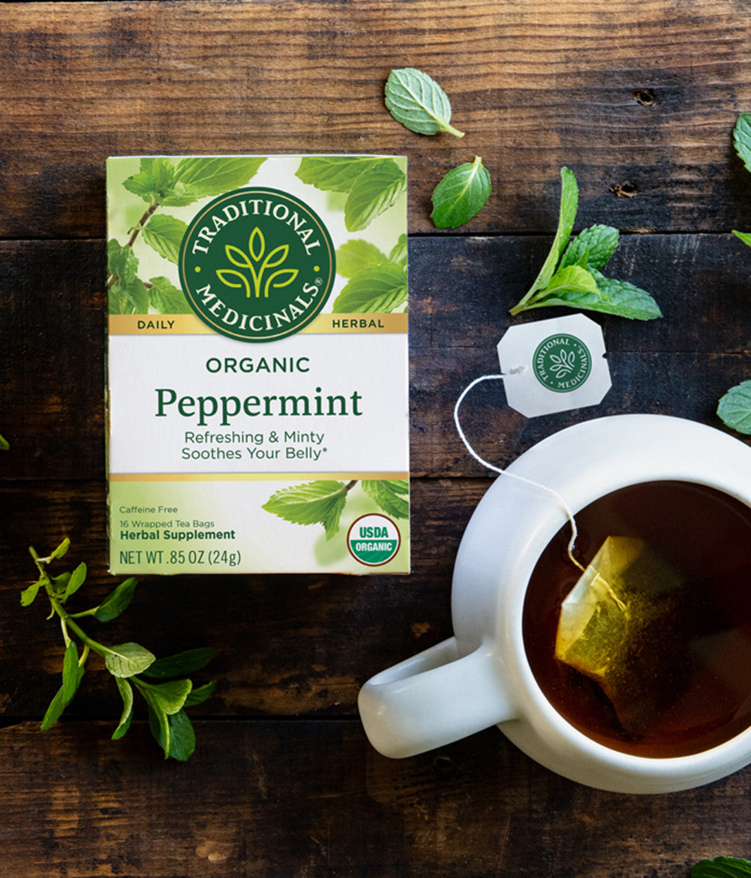 Traditional Medicinals Organic Peppermint Tea – Refreshing Herbal Tea for Digestion & Wellness (6x16 Bags)