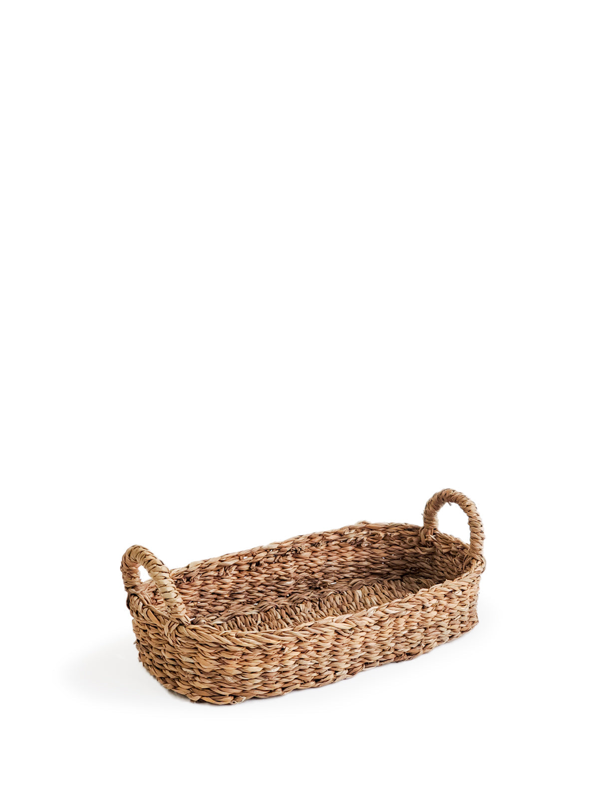 Handwoven Seagrass Bread Basket with Natural Handles - Eco-Friendly Kitchen Organizer