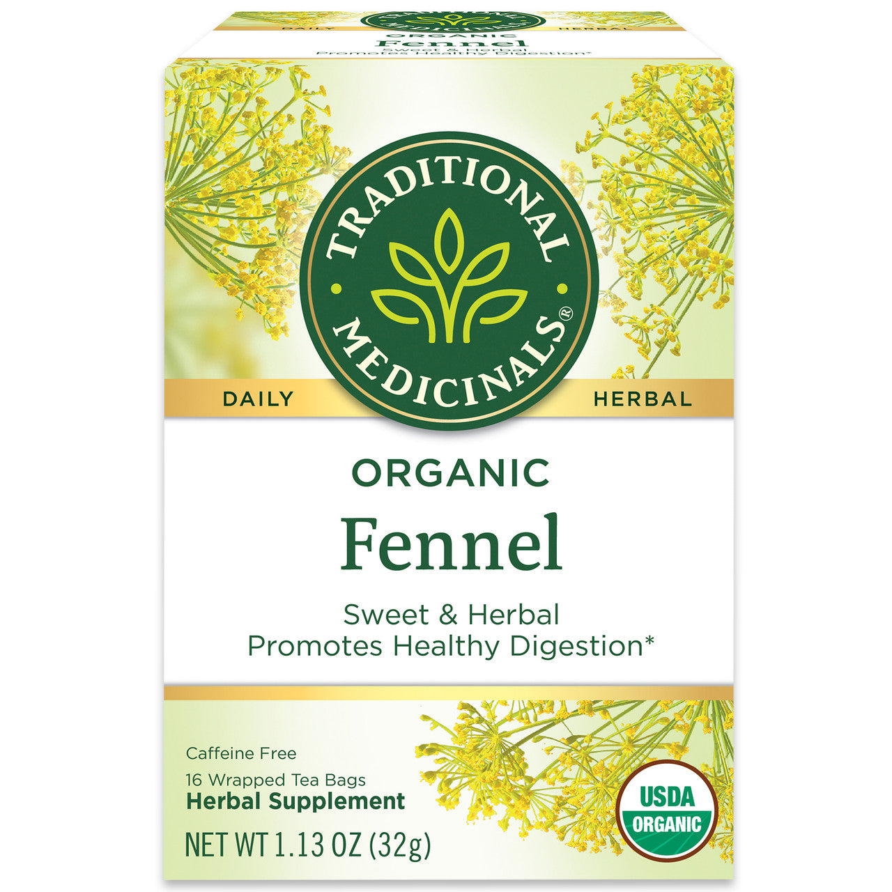 Traditional Medicinals Organic Fennel Tea – Herbal Digestive Support (6x16 Bags)