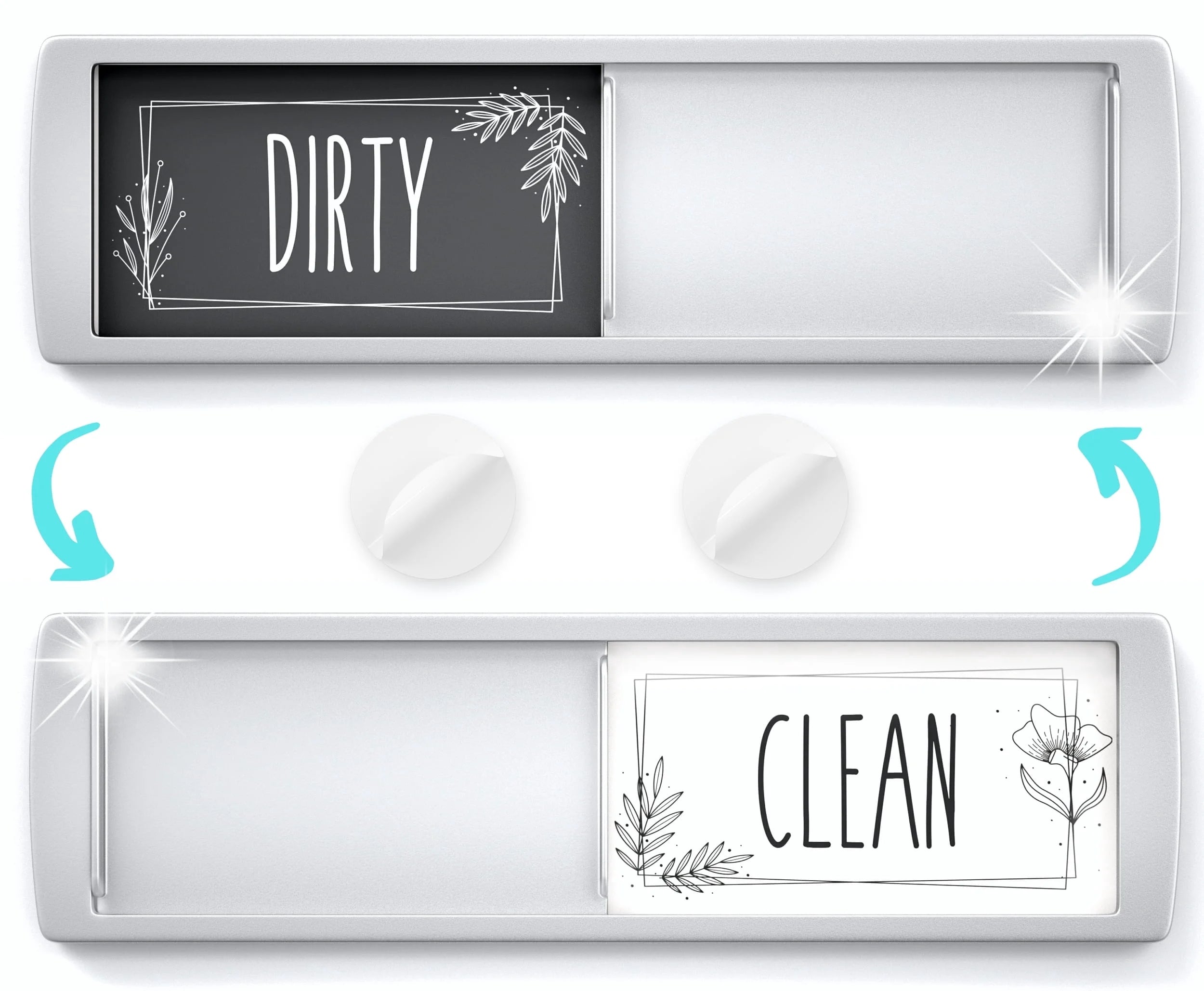 Assured Signs Dishwasher Magnet Clean Dirty Sign for Kitchen - White and Grey Acrylic - Made with Strong Refrigerator Magnets