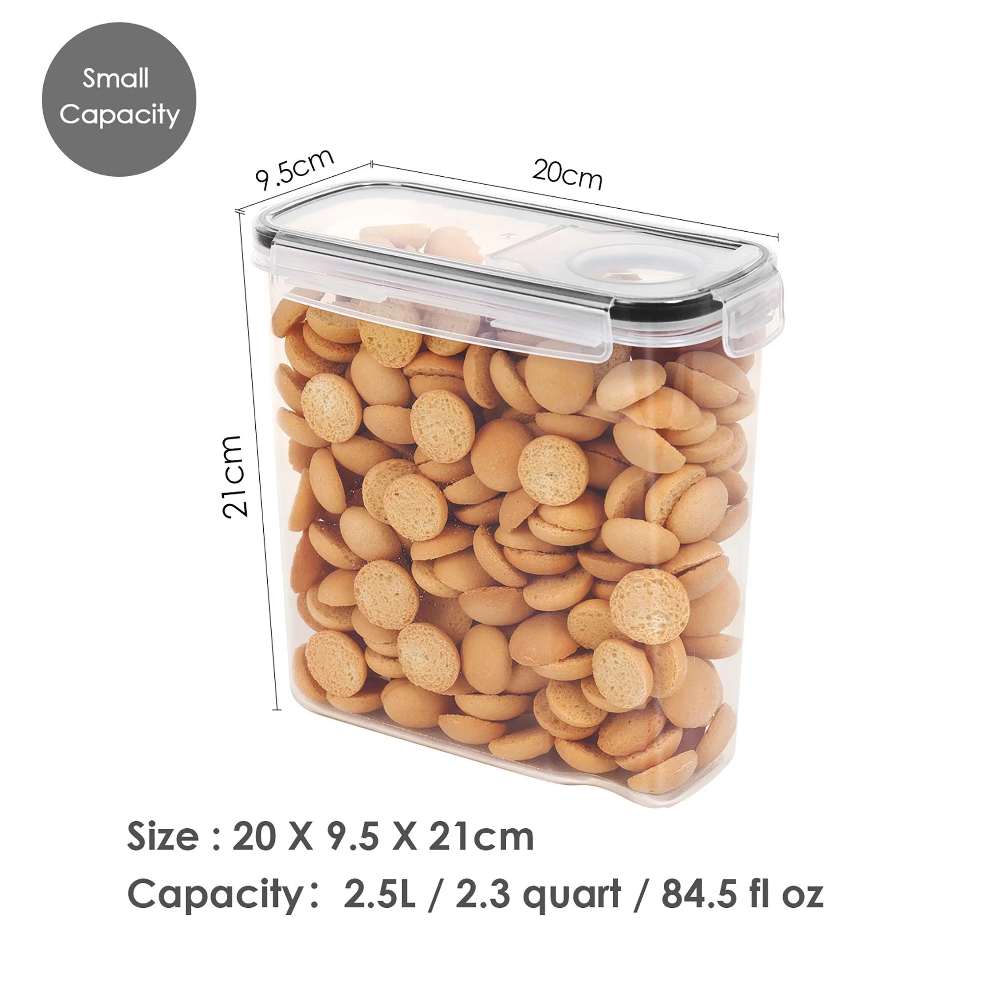 Sindcom Cereal Dispenser, 4 Pcs Plastic Airtight Food Storage Containers, for Snacks and Sugar, 84.5 Fl Oz, SMALL