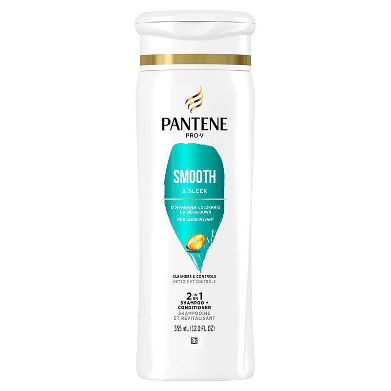 Pantene Pro-V Smooth & Sleek 2-in-1 Shampoo & Conditioner with Argan Oil for Frizz Control, 12 oz 