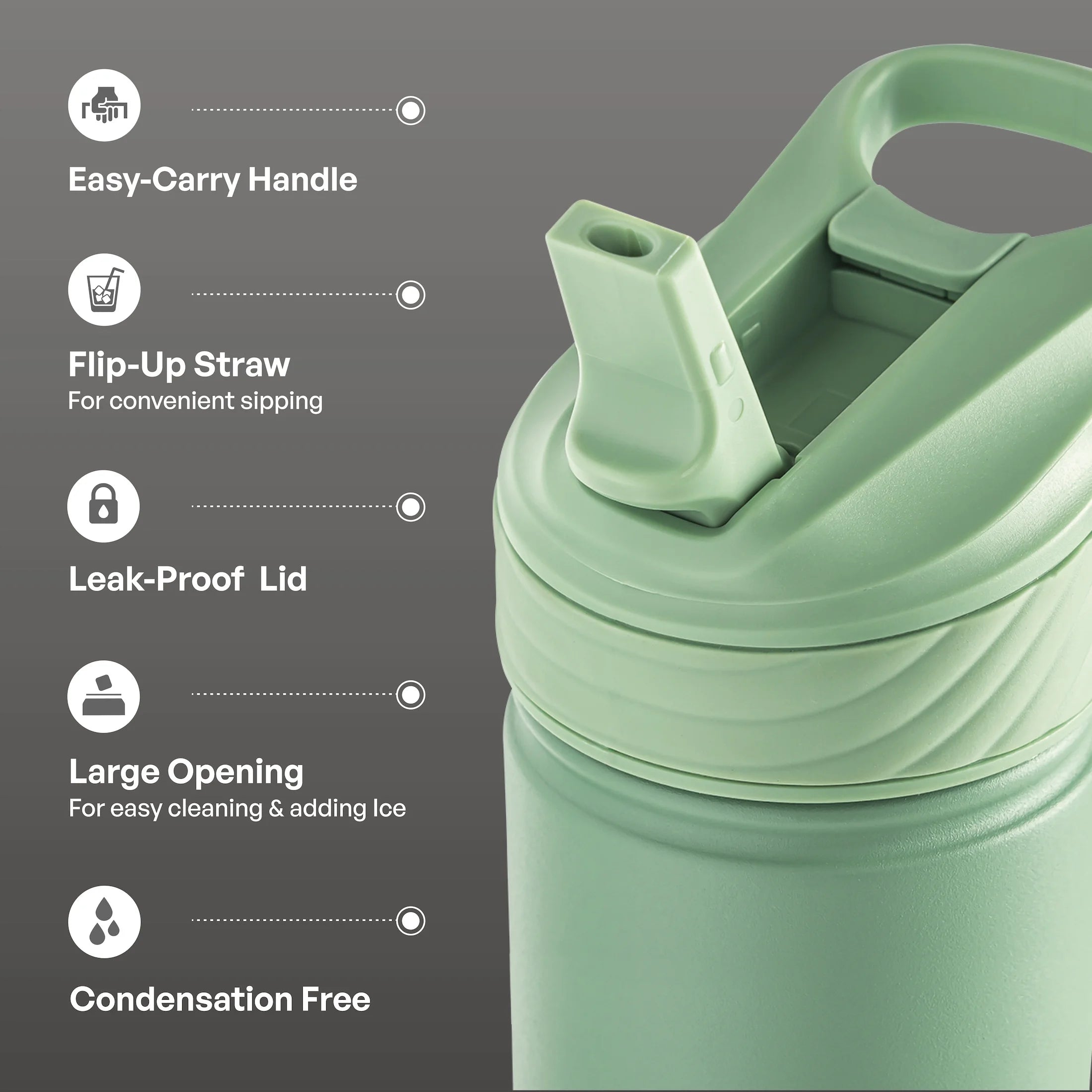 TAL 26Oz Stainless Steel Ranger Water Bottle with Easy Sip Straw, Sage