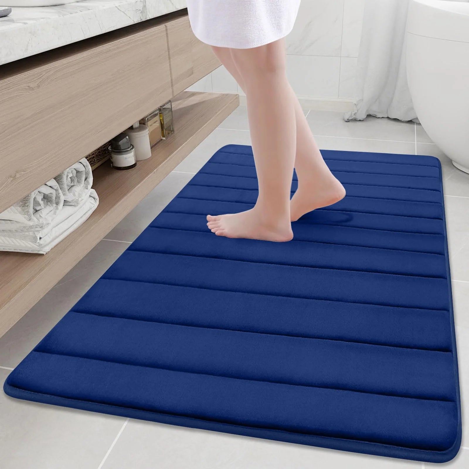 Buganda Memory Foam Bath Mats Soft Absorbent Bathroom Rugs 20" X 30", Black