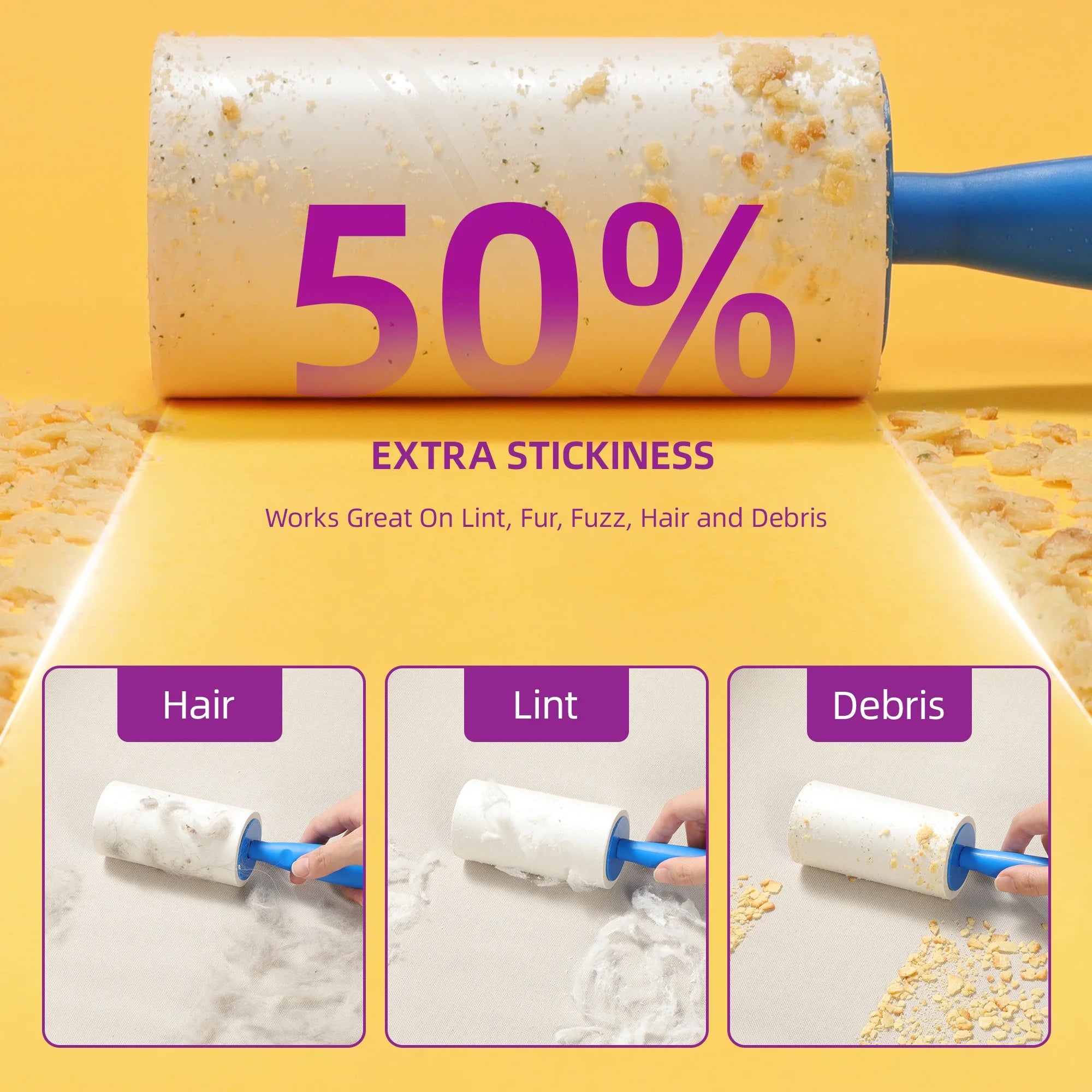 ORDORA Lint Roller for Pet Hair, Extra Sticky Rollers for Clothes 6 Pack, 540 Sheets Total