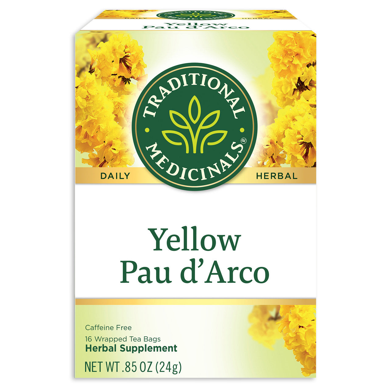 Traditional Medicinals Organic Pau D’Arco Herbal Tea – Yellow Pau D’Arco Caffeine-Free Tea (6x16 Bags)