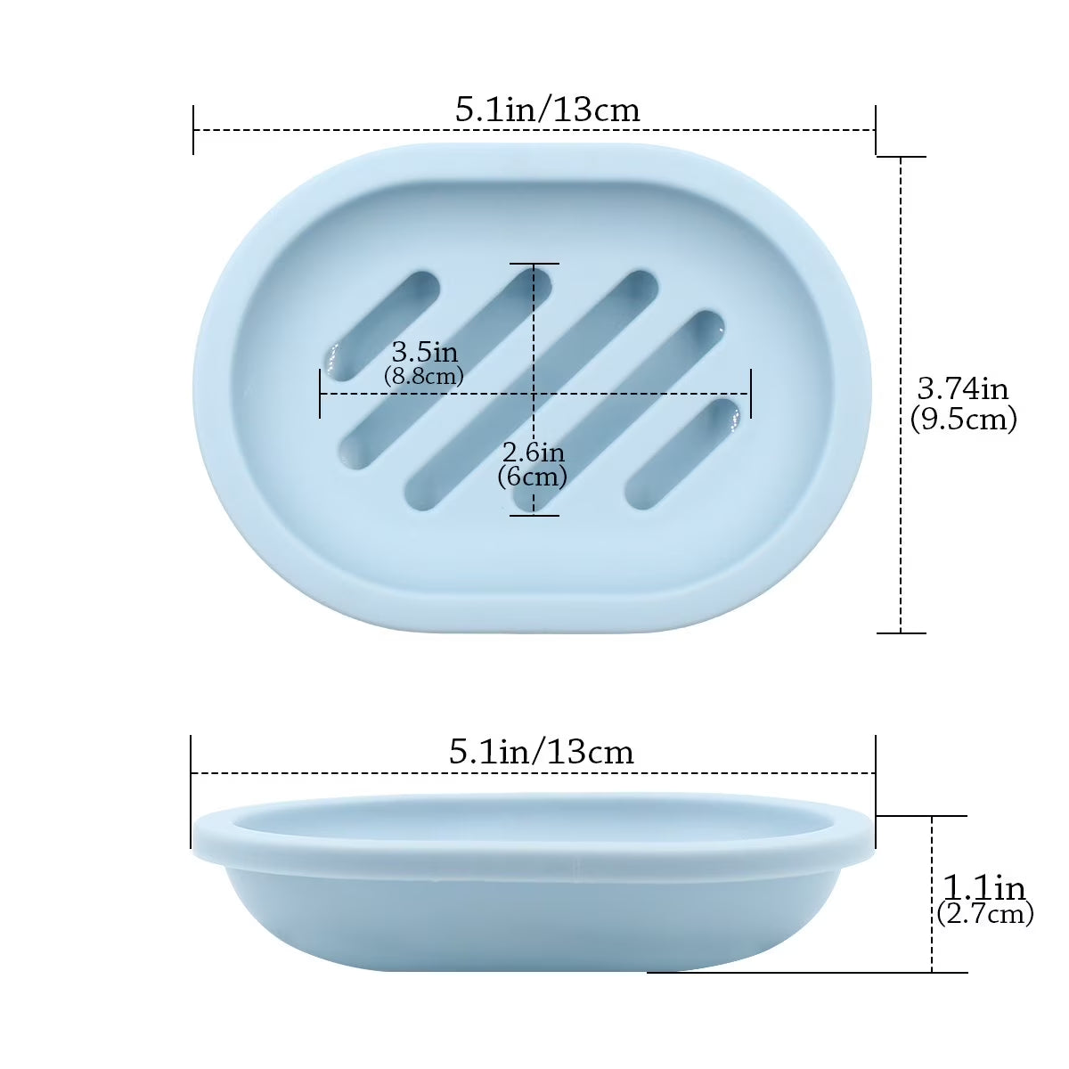 Qishi 2-Pack Soap Dish with Drain, Soap Holder, Soap Saver, Easy Cleaning, Dry, Stop Mushy Soap (Blue)