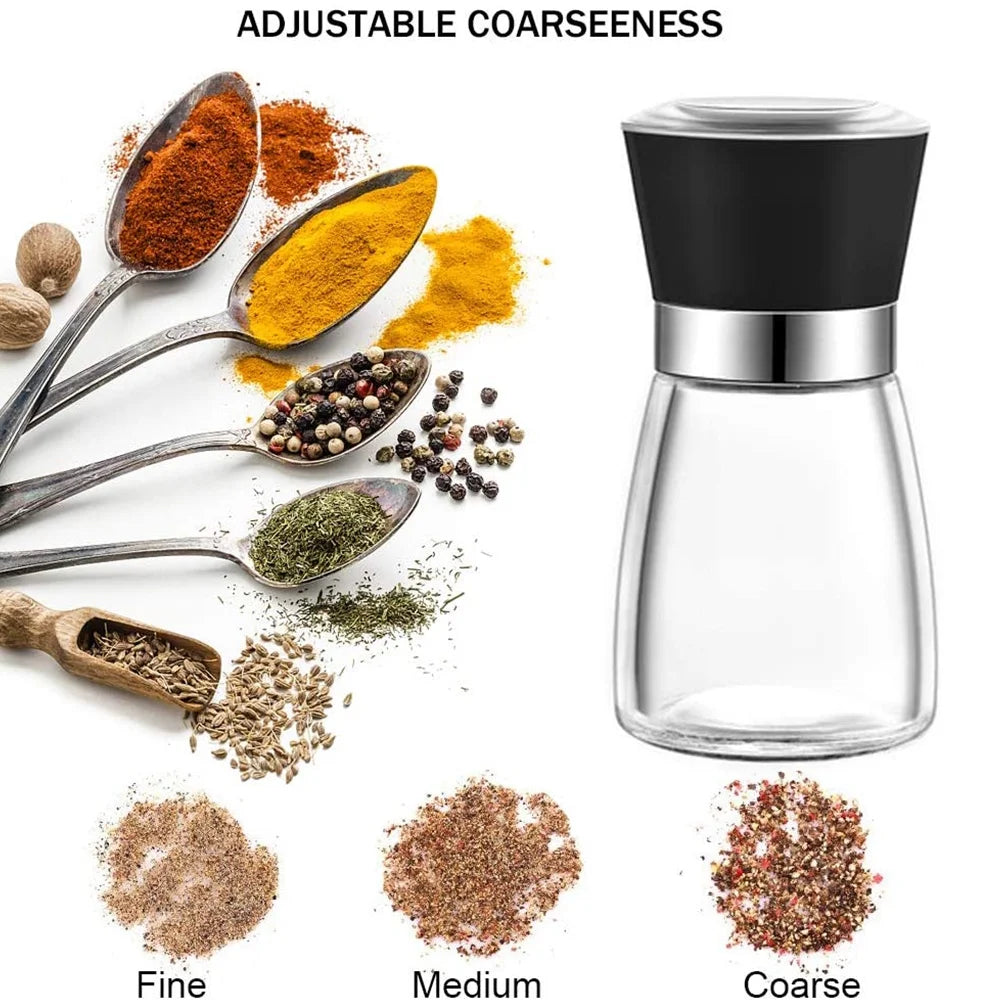 Salt and Pepper Grinder Set of 2 - Adjustable Ceramic Sea Salt Grinder & Pepper Grinder ，Salt and Pepper Shakers Set - Pepper Mill & Salt Mill