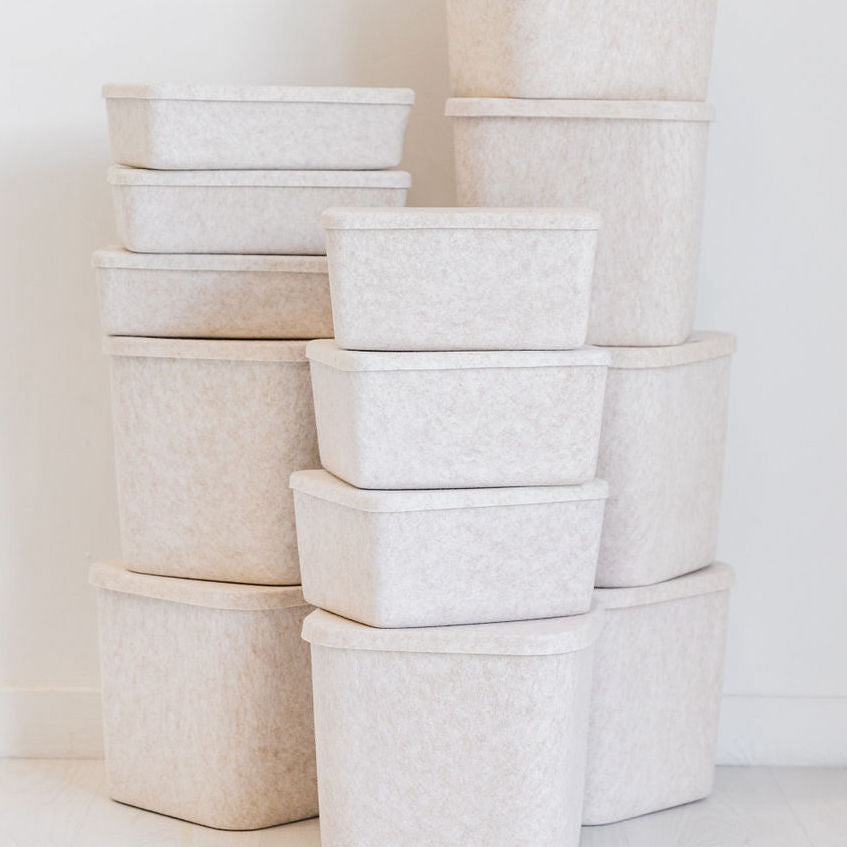 Stylish Modern Storage Bins with Lids - Set of 3 | Organize Home & Office Effortlessly