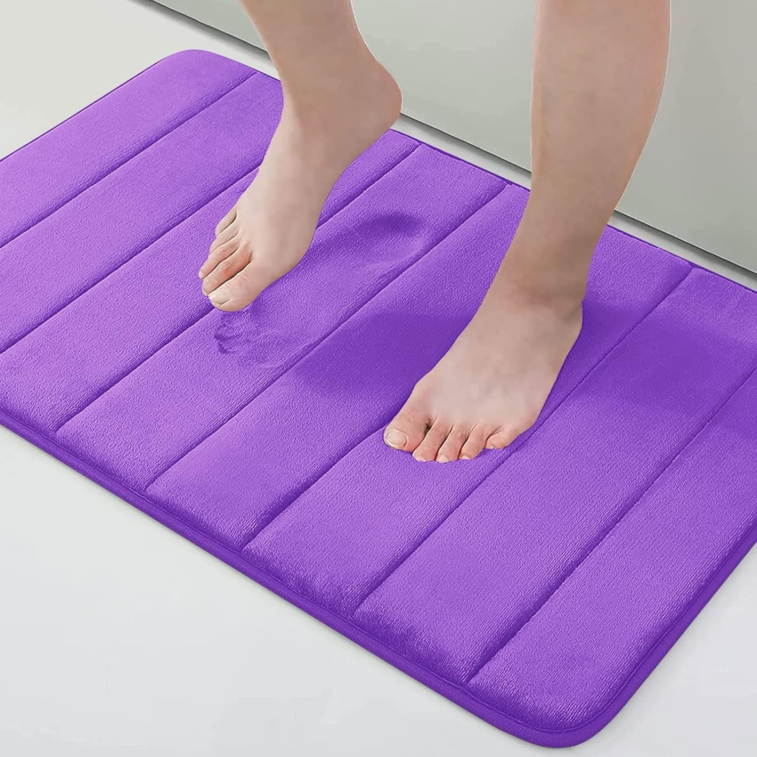 Buganda Memory Foam Bath Mats Soft Absorbent Bathroom Rugs 20" X 30", Black