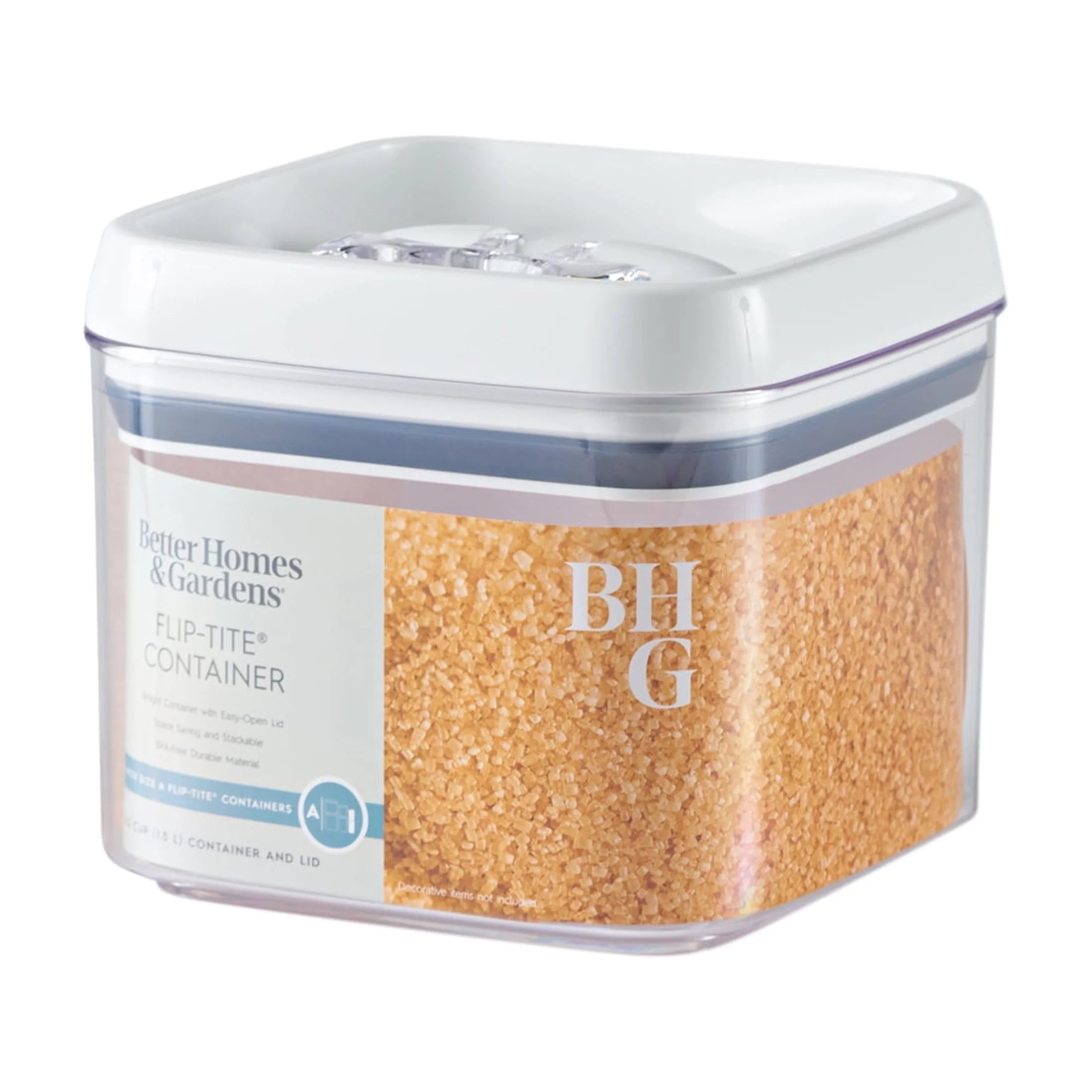 Better Homes & Gardens 6.2 Cup Flip-Tite Square Food Storage Container, Bpa-Free, Clear Container with Easy Open Lid