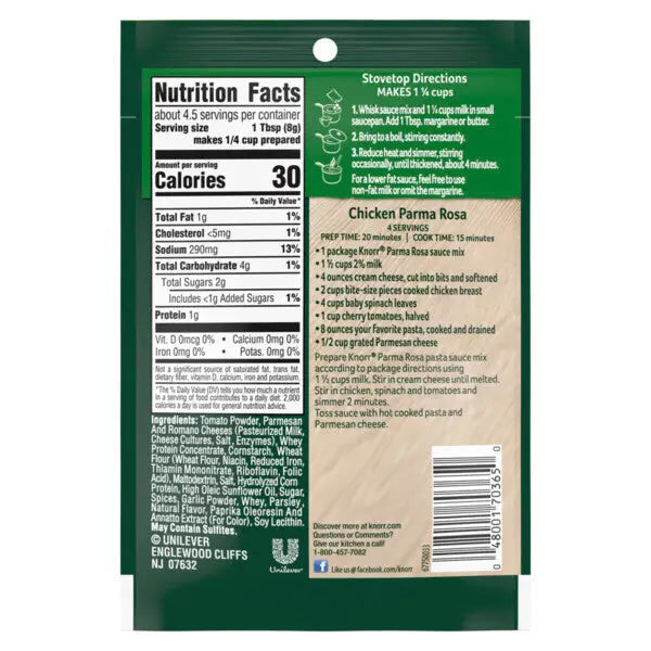 Knorr Parma Rosa Creamy Tomato Sauce Mix (12 Pack, 1.3 oz Each) – Rich & Creamy Pink Sauce for Pasta, Chicken, and More – No Artificial Flavors Enaraon