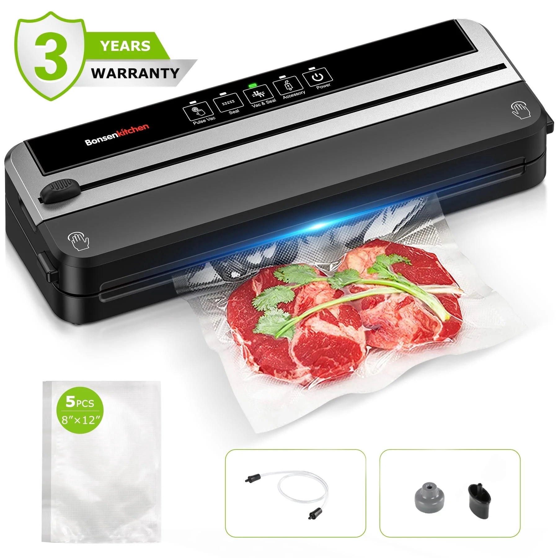 Bonsenkitchen Vacuum Sealer Bags, BPA Free Freezer Bags, 6" X 10" X 100 Count