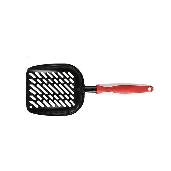 Extra Large Ergonomic Black Aluminum Cat Litter Scoop with Unique Hole Designs