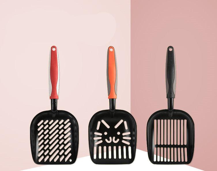 Extra Large Ergonomic Black Aluminum Cat Litter Scoop with Unique Hole Designs