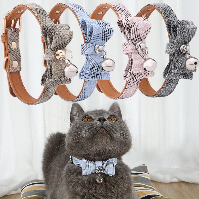 Adjustable Striped Cat Collar with Charm and Bow - Stylish, Durable, & Comfortable for All Cats