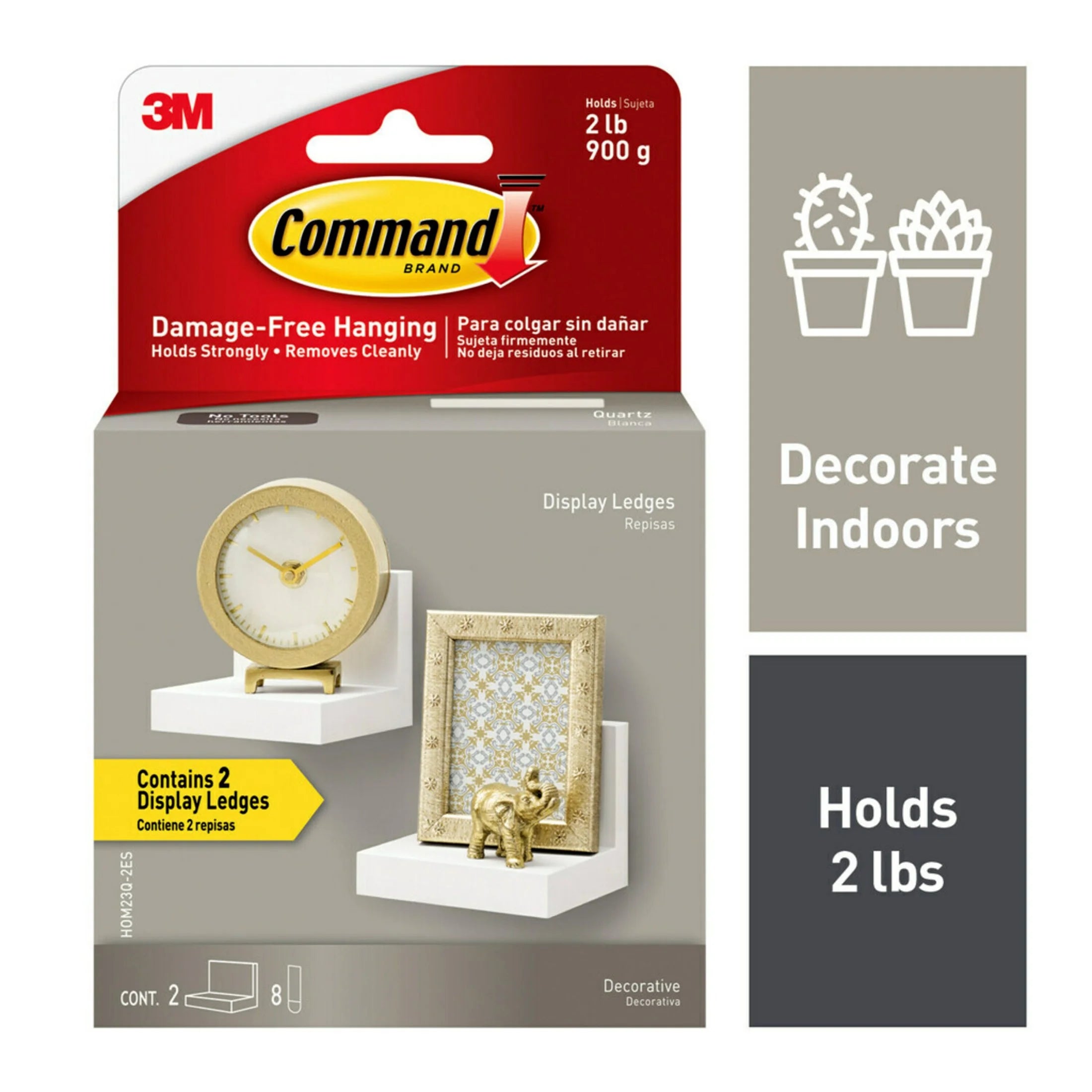 Command Display Ledges, Quartz, 2 Wall Display Ledges