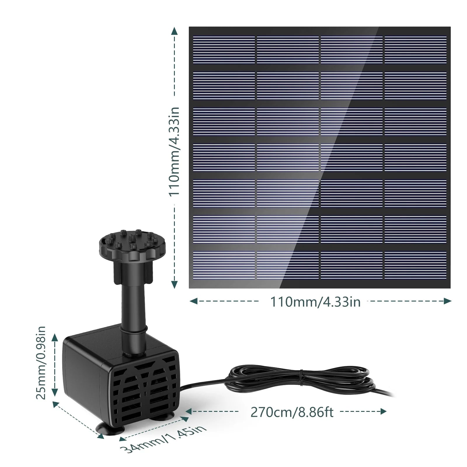 AISITIN Solar Fountain Water Pump, 1.5W Solar Powered Bird Bath Fountain, Submersible Water Pump Kit Solar Panel Kits for Outdoor Pool, Small Pond, Garden Fish Tank