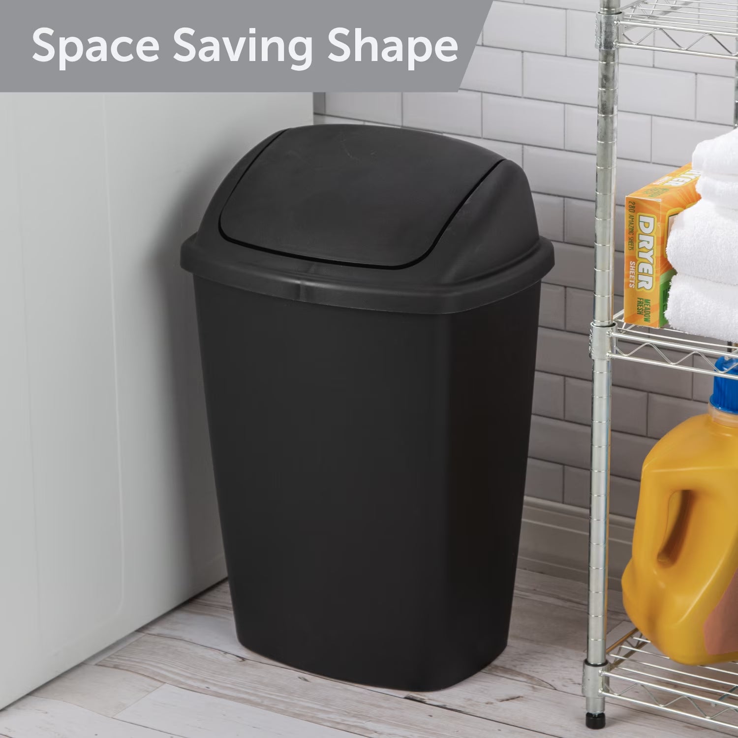 Sterilite Kitchen Trash Can, 7.5 Gallon Plastic Garbage Bin with Swing Top Lid, Black