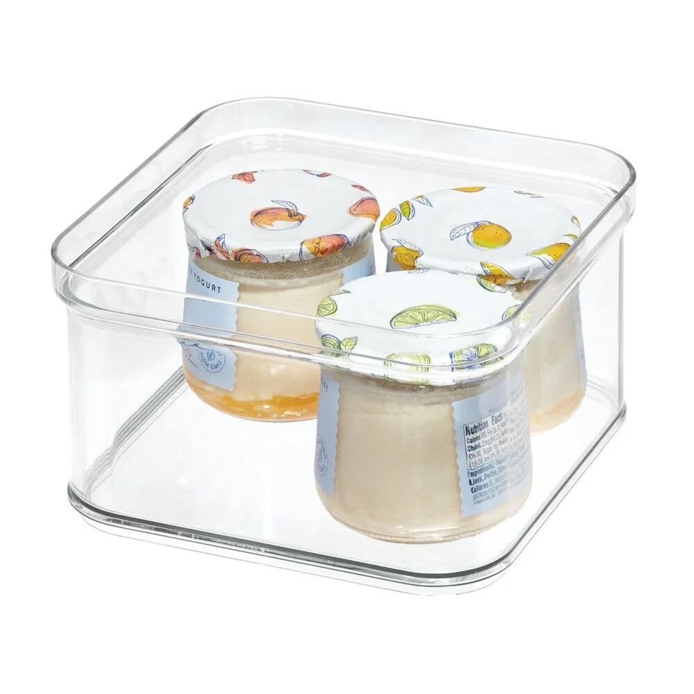Idesign Crisp Bpa-Free Plastic Stackable Refrigerator Square Storage Bin, Clear, 6.32" X 6.32" X 3.76"