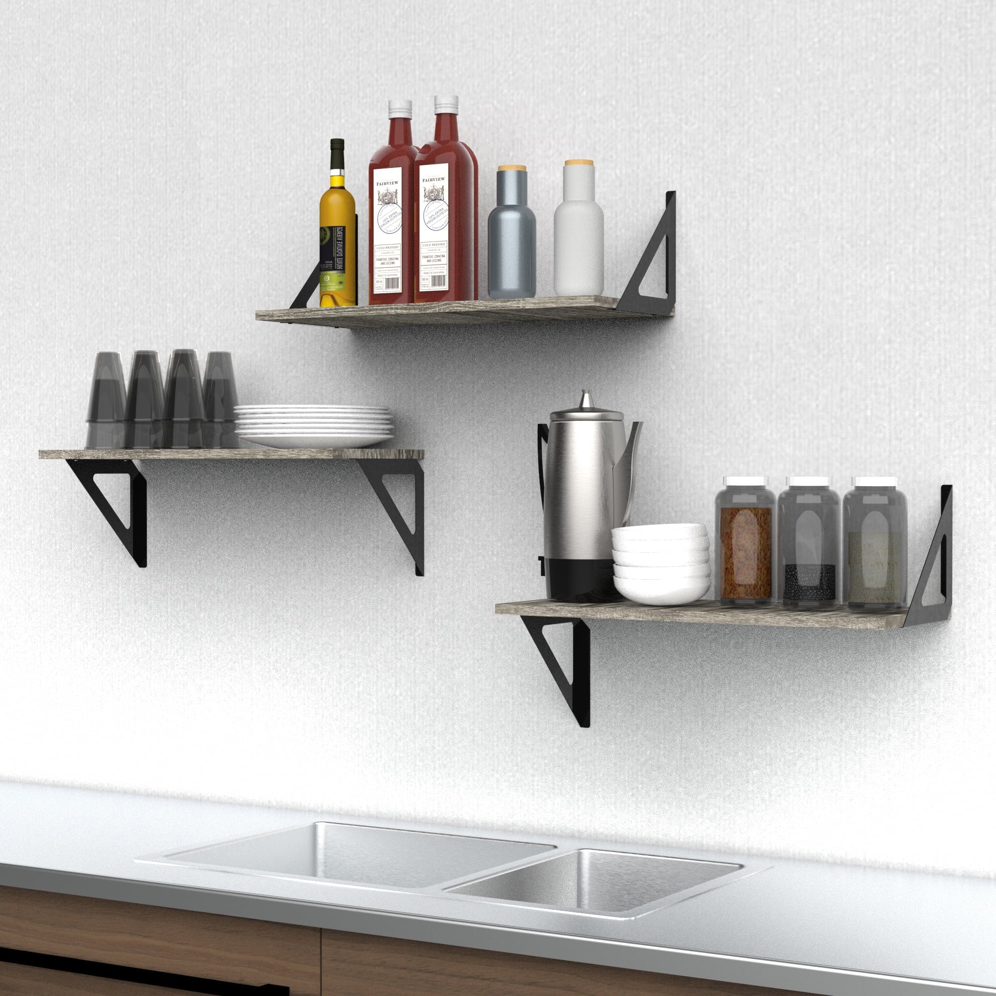 Hyper Tough 6 In. X 15 3/4 In. Rustic Gray Laminated Wood Shelf