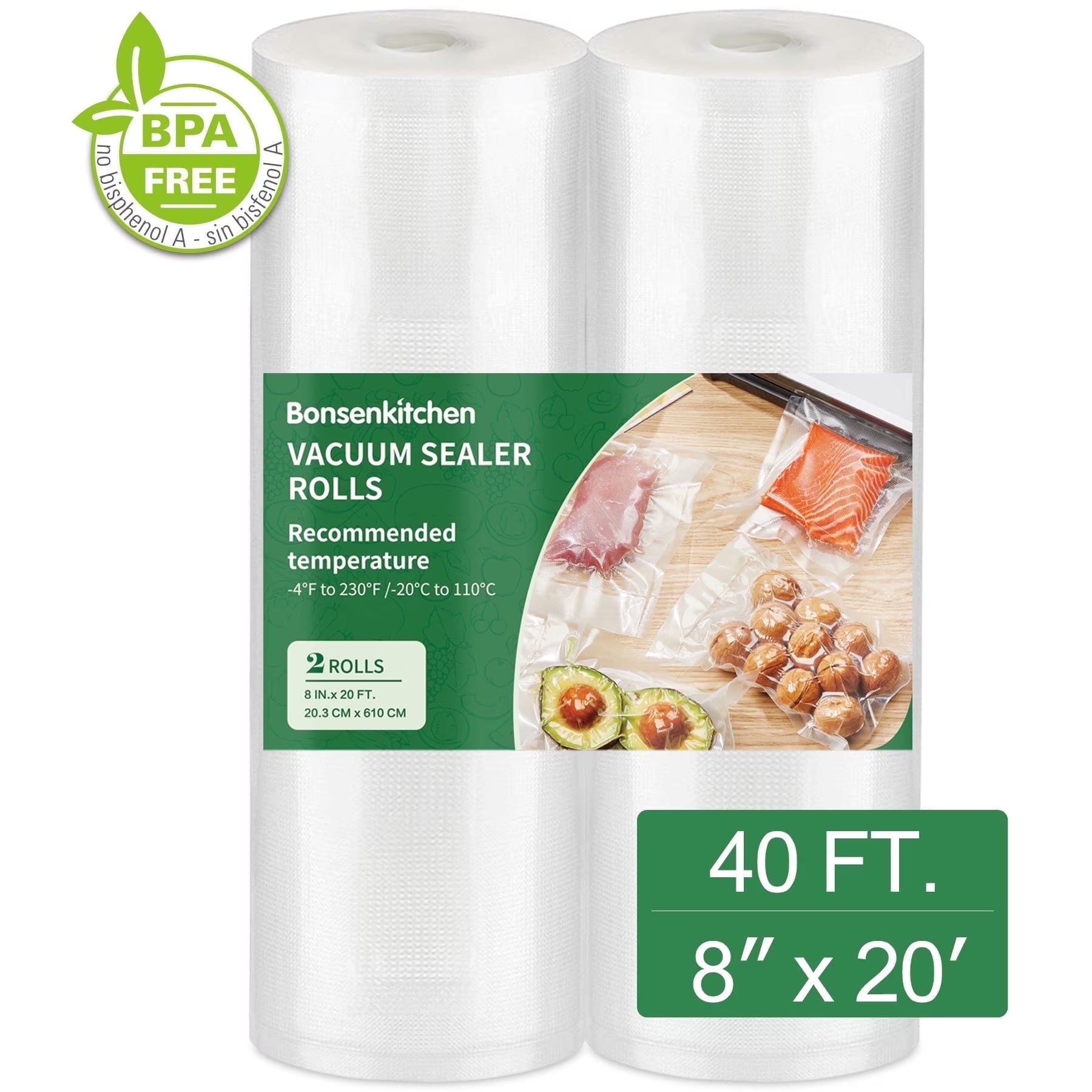 Bonsenkitchen Vacuum Sealer Bags, BPA Free Freezer Bags, 6" X 10" X 100 Count