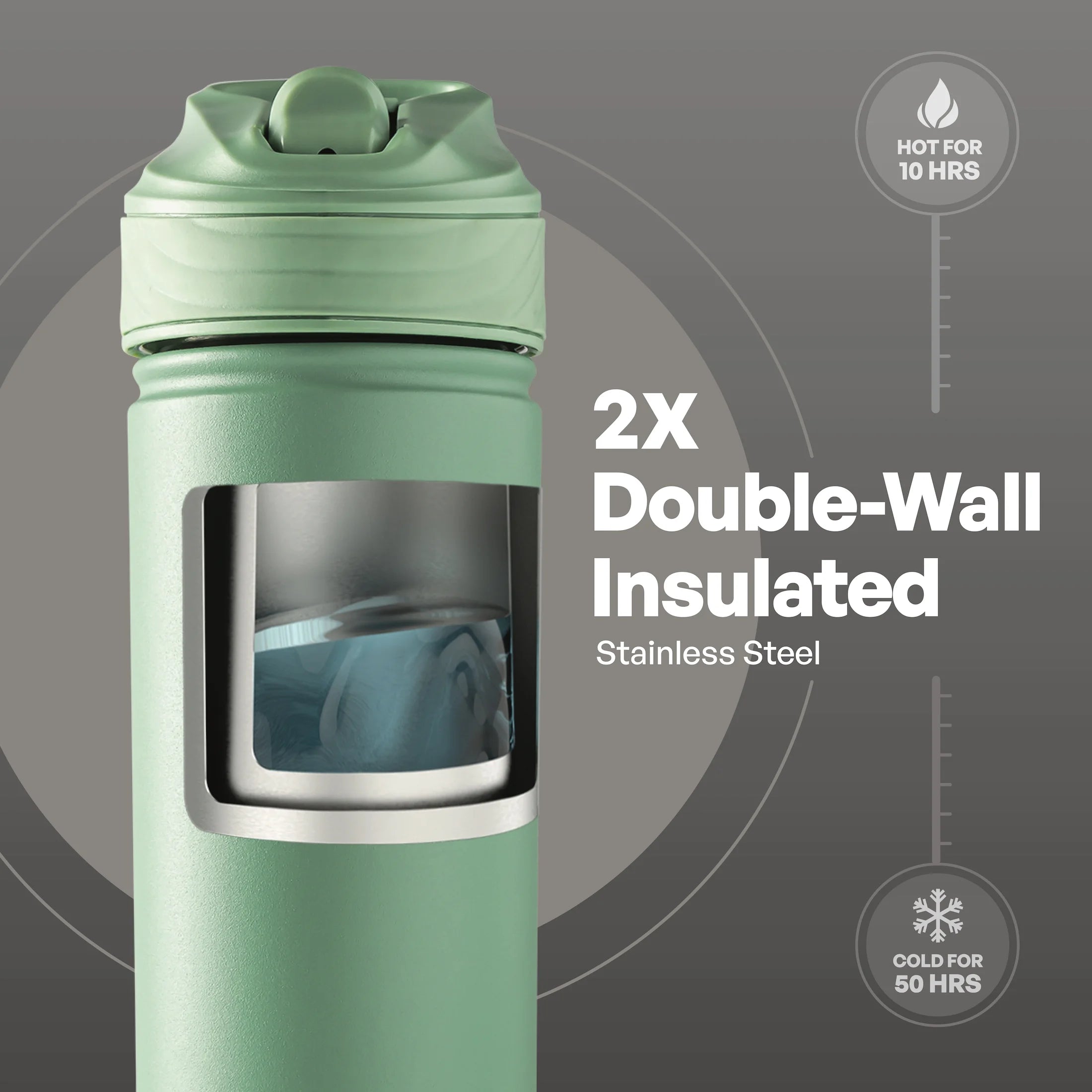 TAL 26Oz Stainless Steel Ranger Water Bottle with Easy Sip Straw, Sage